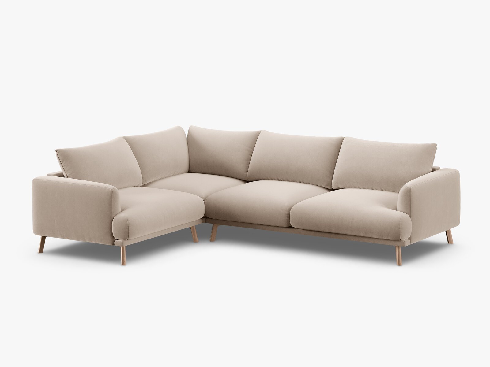 Micadoni Ecksofa Naomi 4-Sitzer große Version Links Samt Salvador Beige