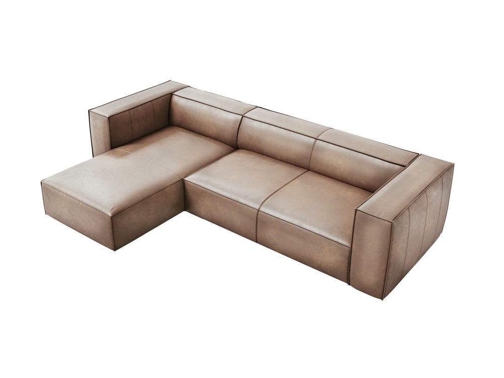 Cosmopolitan Design Ecksofa Turin 5-Sitzer Leder Granada Dunkelbeige Links