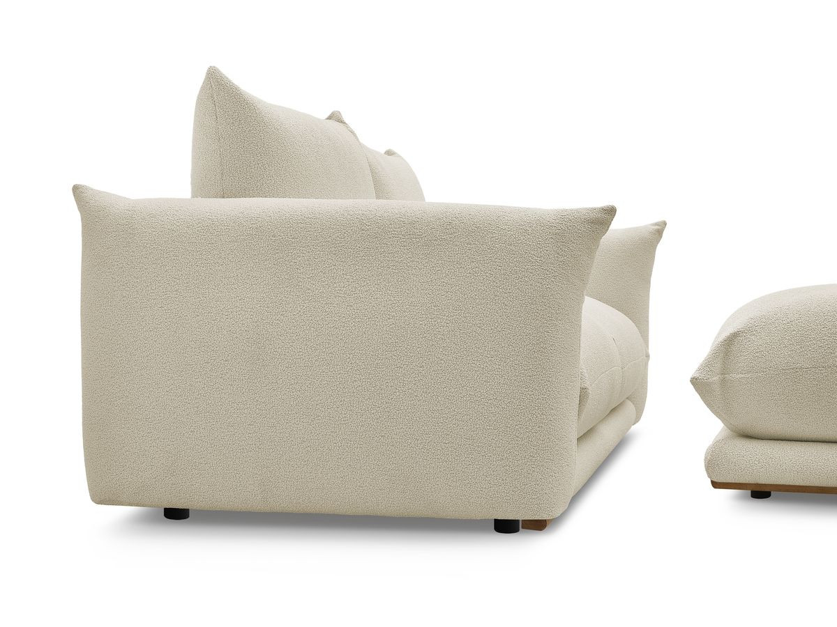 Bobochic Ernest Sofa 3-Sitzer mit Pouf 193 × 106 cm Bouclé-Stoff Beige