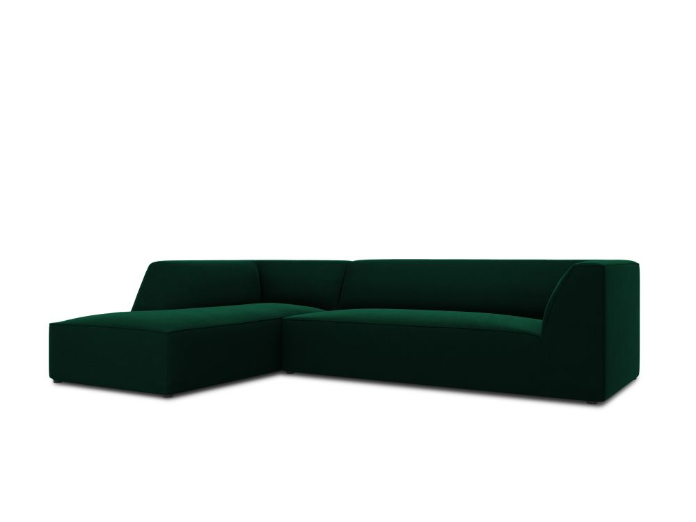 Cosmopolitan Design Ecksofa Siena 4-Sitzer Samt Salvador Flaschengrün Links