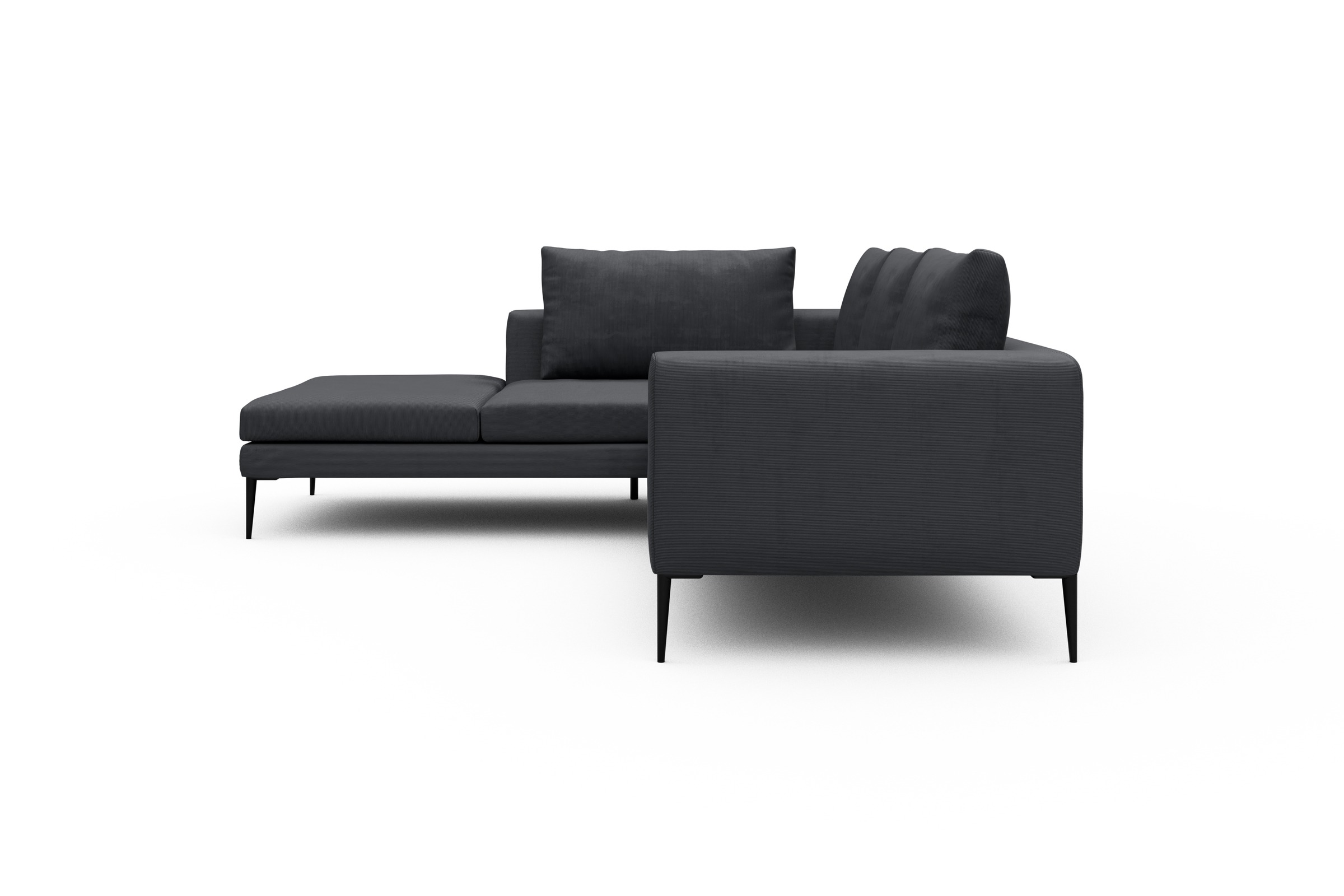 Ecksofa Paul Relax-Ecke links mit 2-Sitzer Cordufine-Slate-Grey