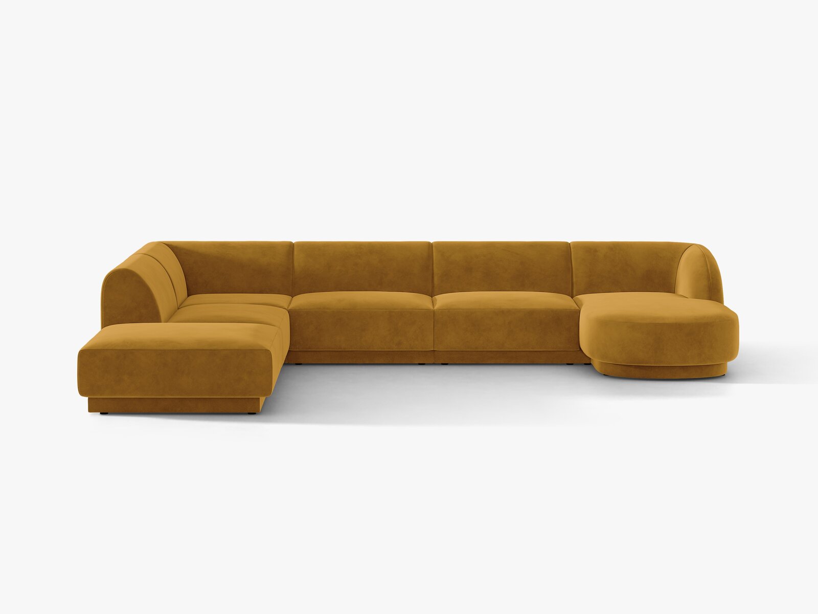 Micadoni Panorama-Ecksofa Miley 6-Sitzer Links Samt Bluvel Gelb