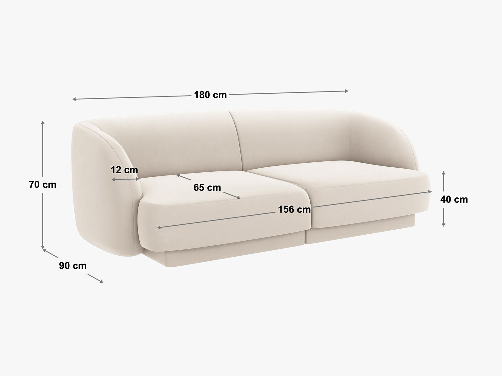 Micadoni Sofa Miley 2-Sitzer Boucle Baloo Hellgrau