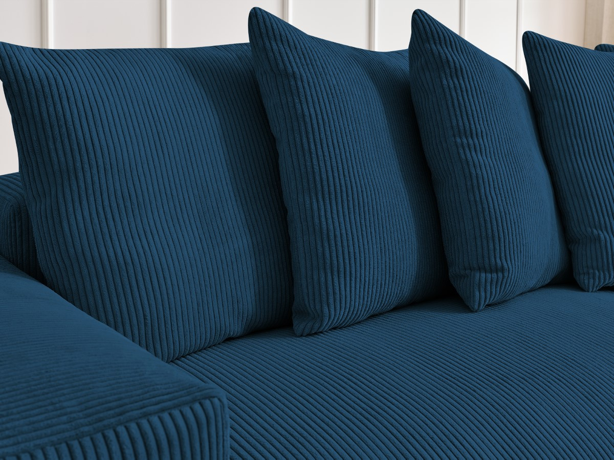 Bobochic Voltaire Ecksofa mit Schlaffunktion und Bettkasten Cordsamt Dunkelblau