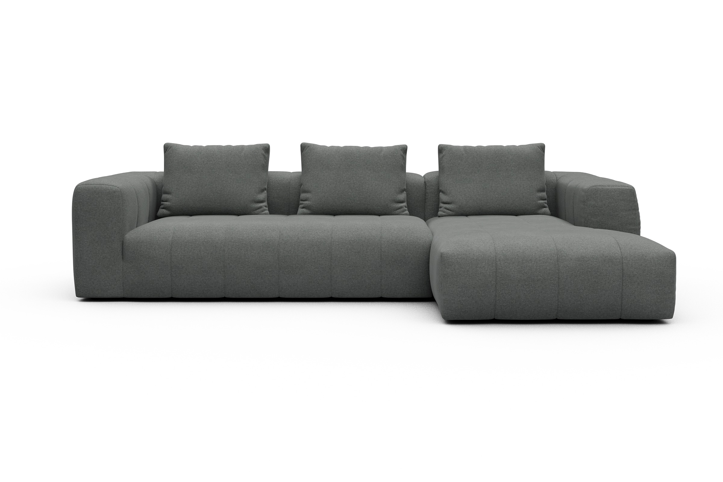 Ecksofa Hugo 2,5-Sitzer Armlehne links mit Chaiselongue Satya-Steel
