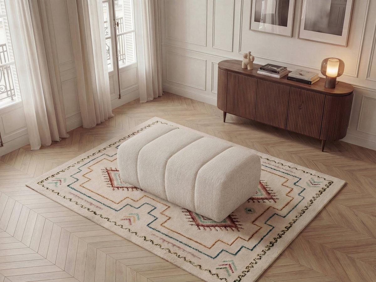 Bobochic Nesty Pouf Melange-Stoff Beige