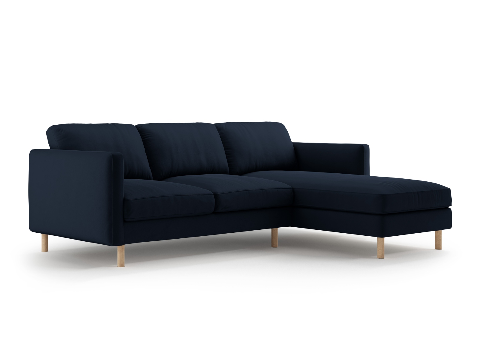 Micadoni Ecksofa Eden Groß 3-Sitzer Rechts Samt Dunkelblau