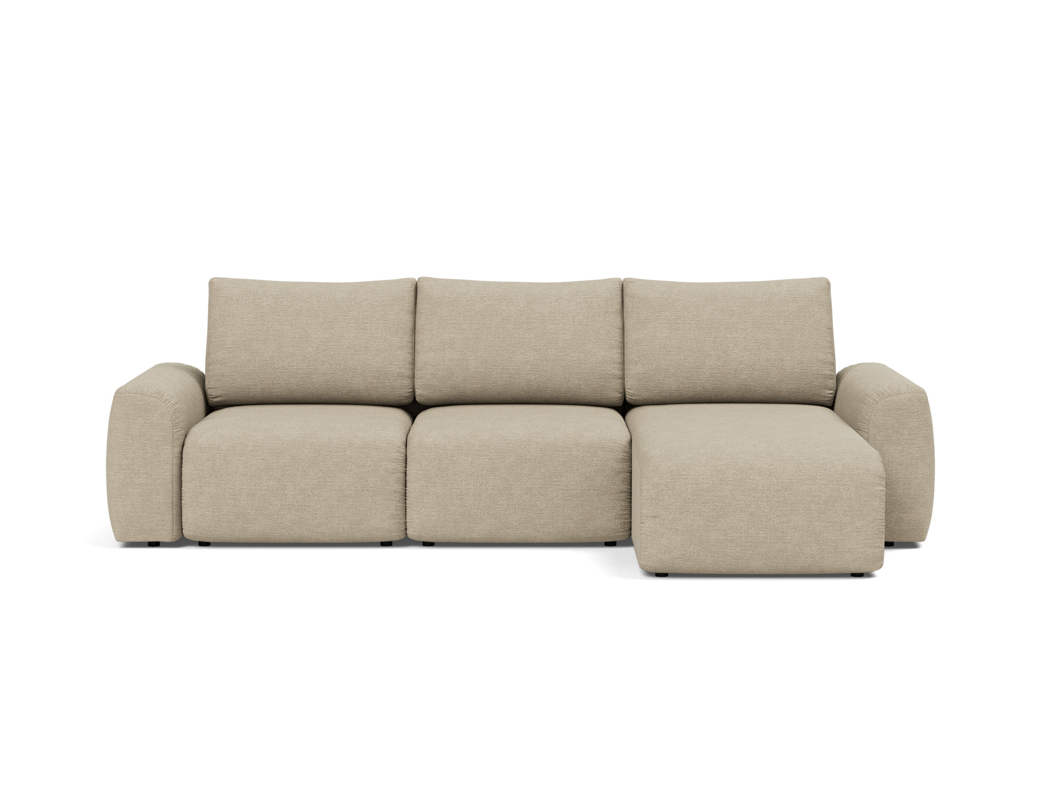 Schlafsofa Norum mit Chaiselongue und Chunky-Armlehnen Strukturierter Stoff Taura 356-Sand