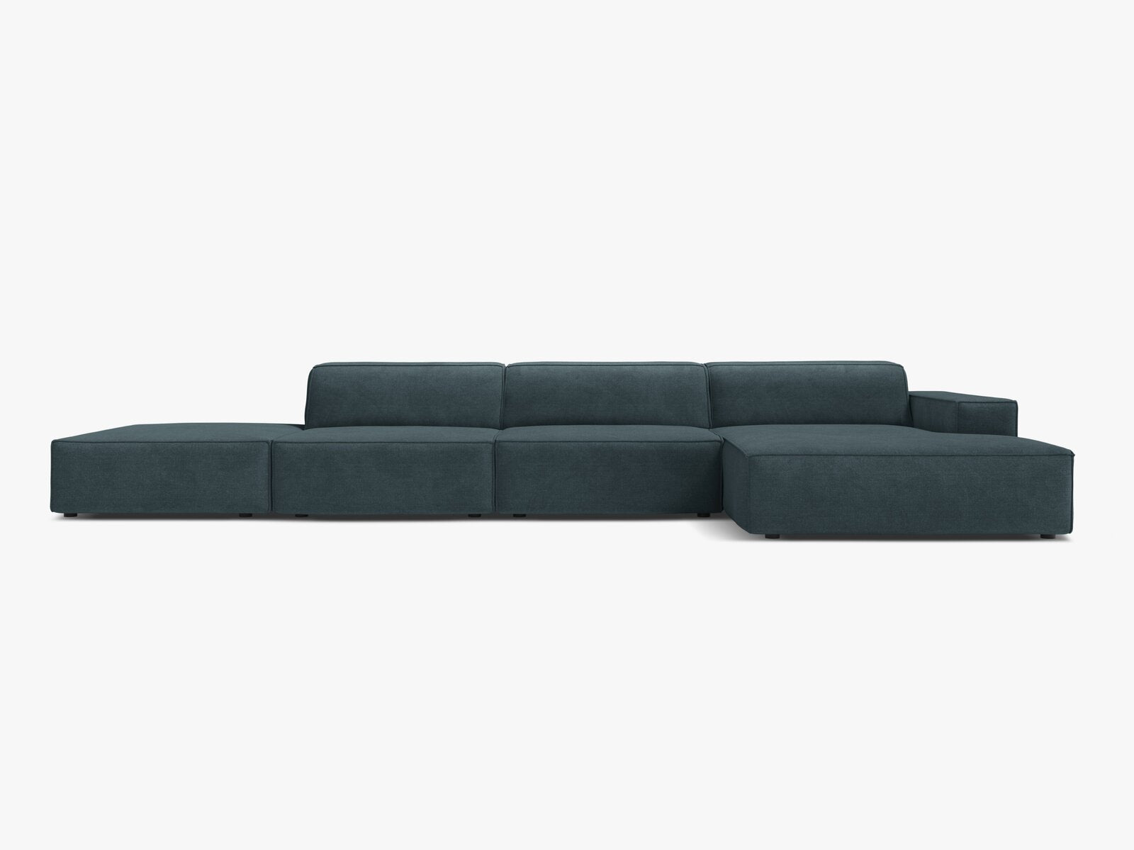 Micadoni Ecksofa Jodie 5-Sitzer Strukturierter Stoff Liberty Dunkel Petrol Rechts