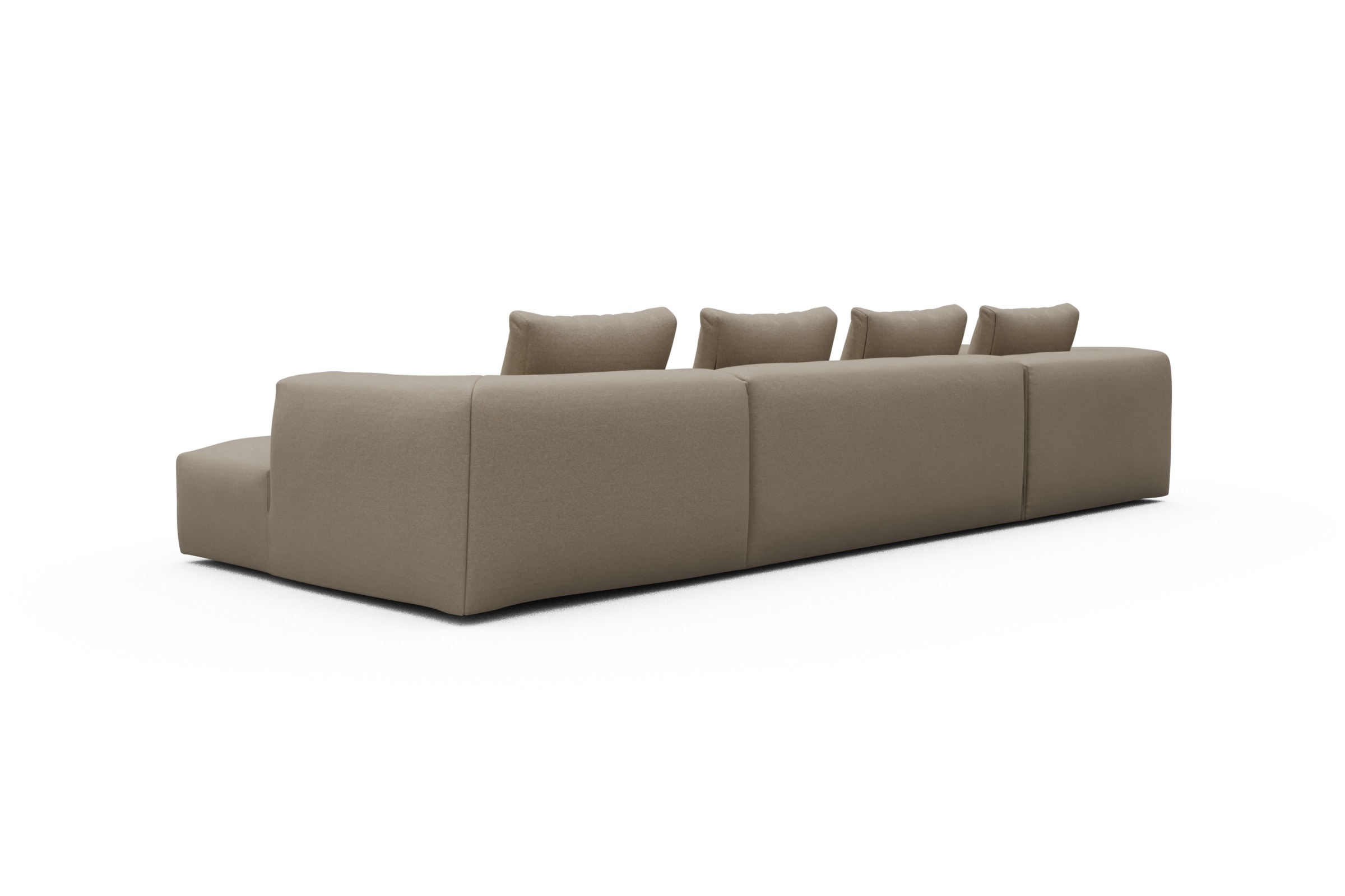 Wohnlandschaft Fred Relax-Ecke links mit 2-Sitzer und Chaiselongue rechts Strukturierter Stoff Satya 445-Natural-Beige