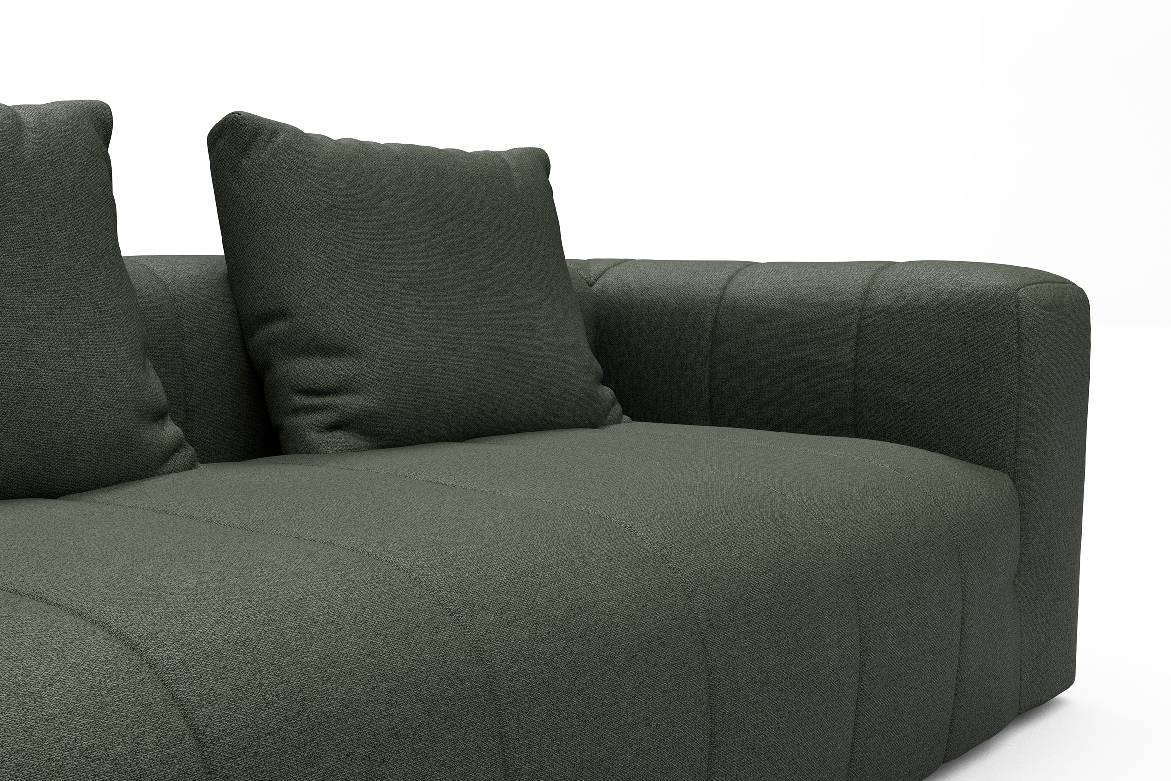 Ecksofa Hugo 2x 2,5-Sitzer Armlehne rechts Denari-Forest-Green