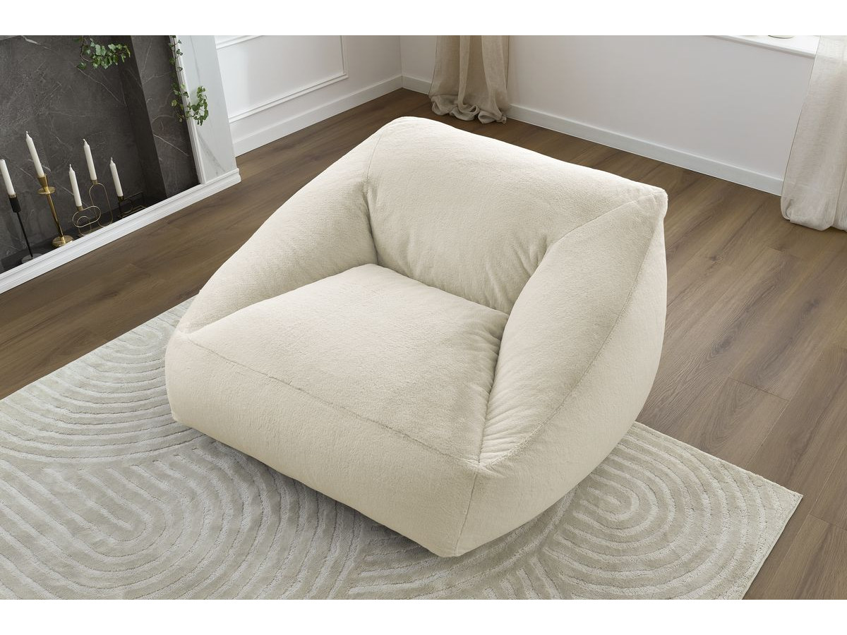 Bobochic Lilibet Pouf Kunstfell Weiß