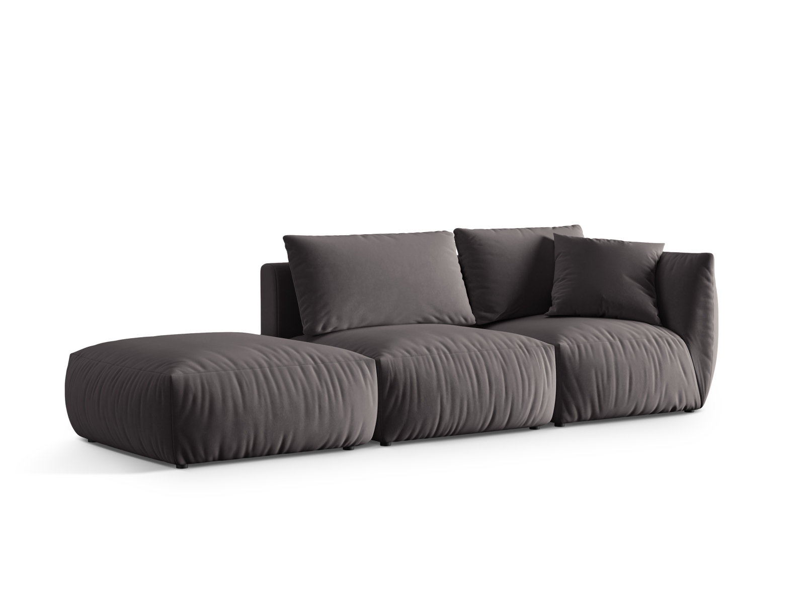 Micadoni Modulares Sofa Chris 3-Sitzer Links Samt Dunkelgrau