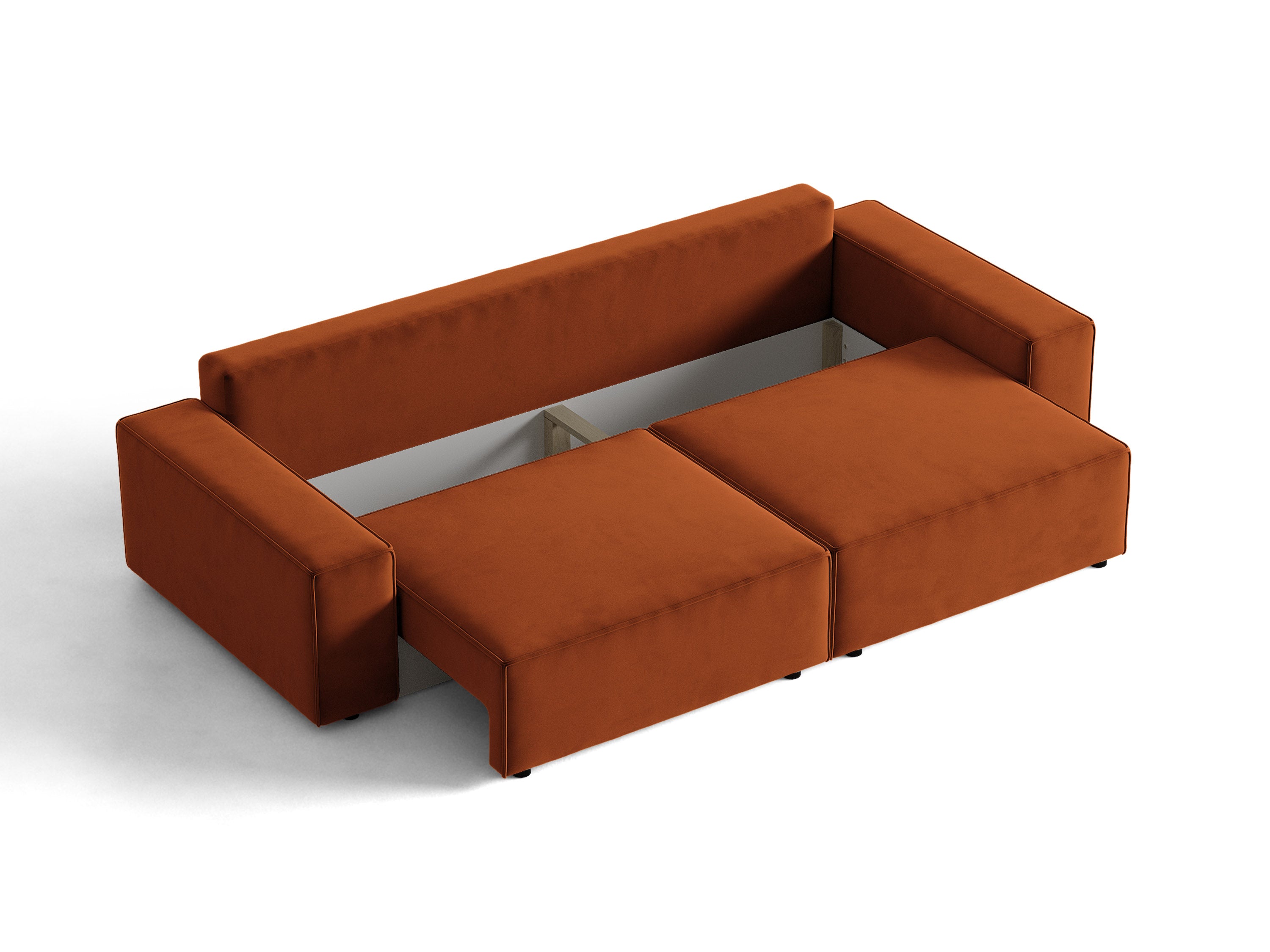 Micadoni Schlafsofa Jodie 3-Sitzer Samt Bluvel Terrakotta
