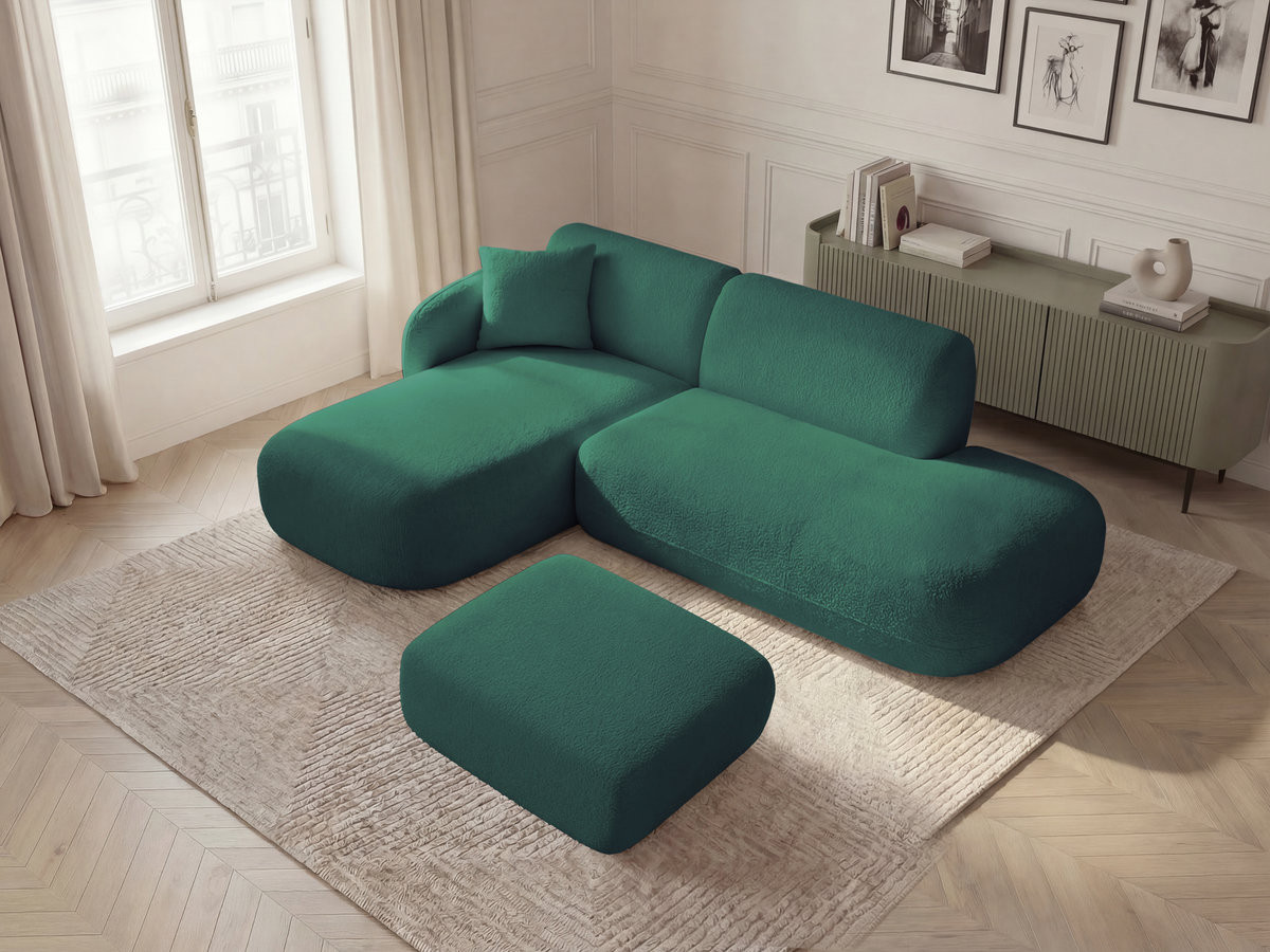 Bobochic Anda Ecksofa mit Pouf 241 × 163 cm Chenille Dunkelgrün Ecke links