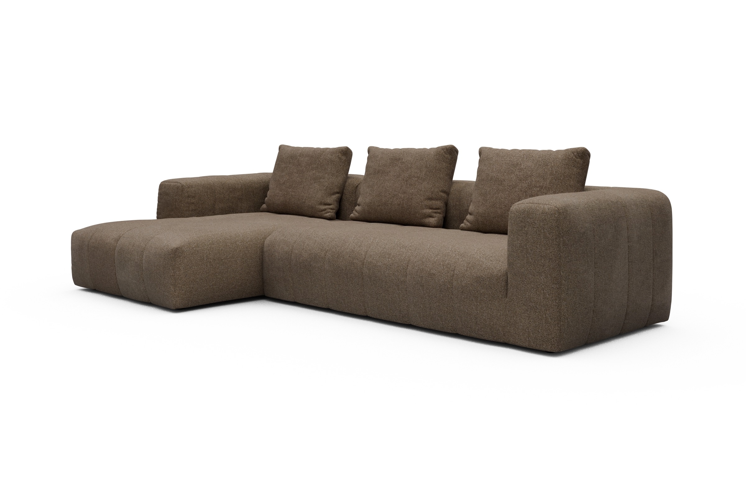 Ecksofa Hugo 2,5-Sitzer Armlehne rechts mit Chaiselongue Aivi-Khaki-Brown