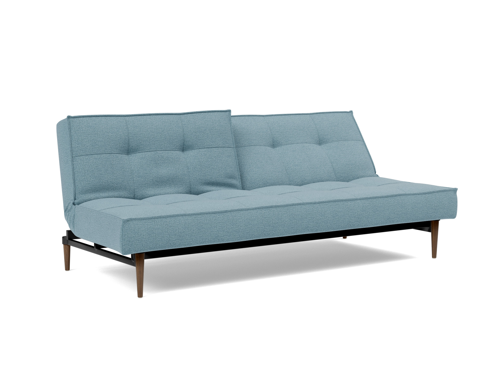 Schlafsofa Splitback Flachgewebe Mixed Dance 525-Light-Blue Beine Styletto Eiche dunkel