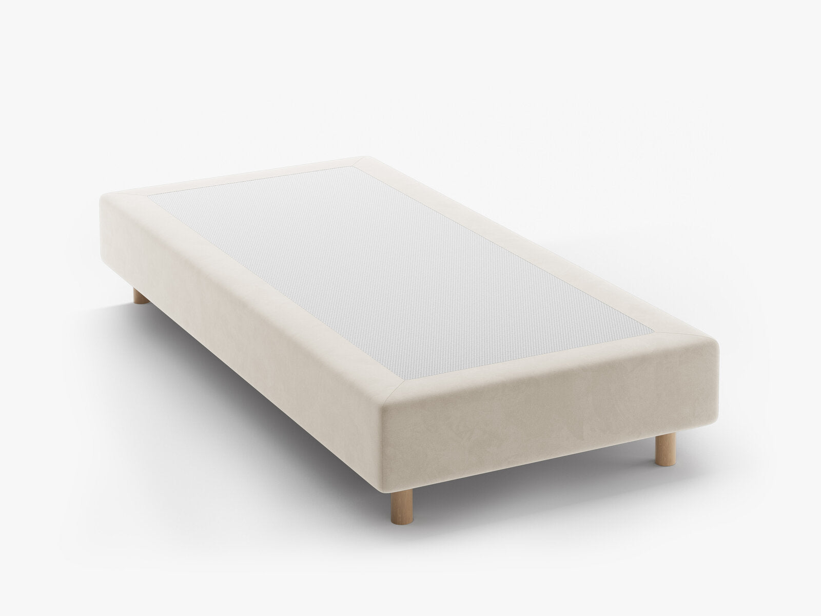 Micadoni Whale Polster-Bettgestell Samt Paris Beige Natürliches Buchenholz 100x200