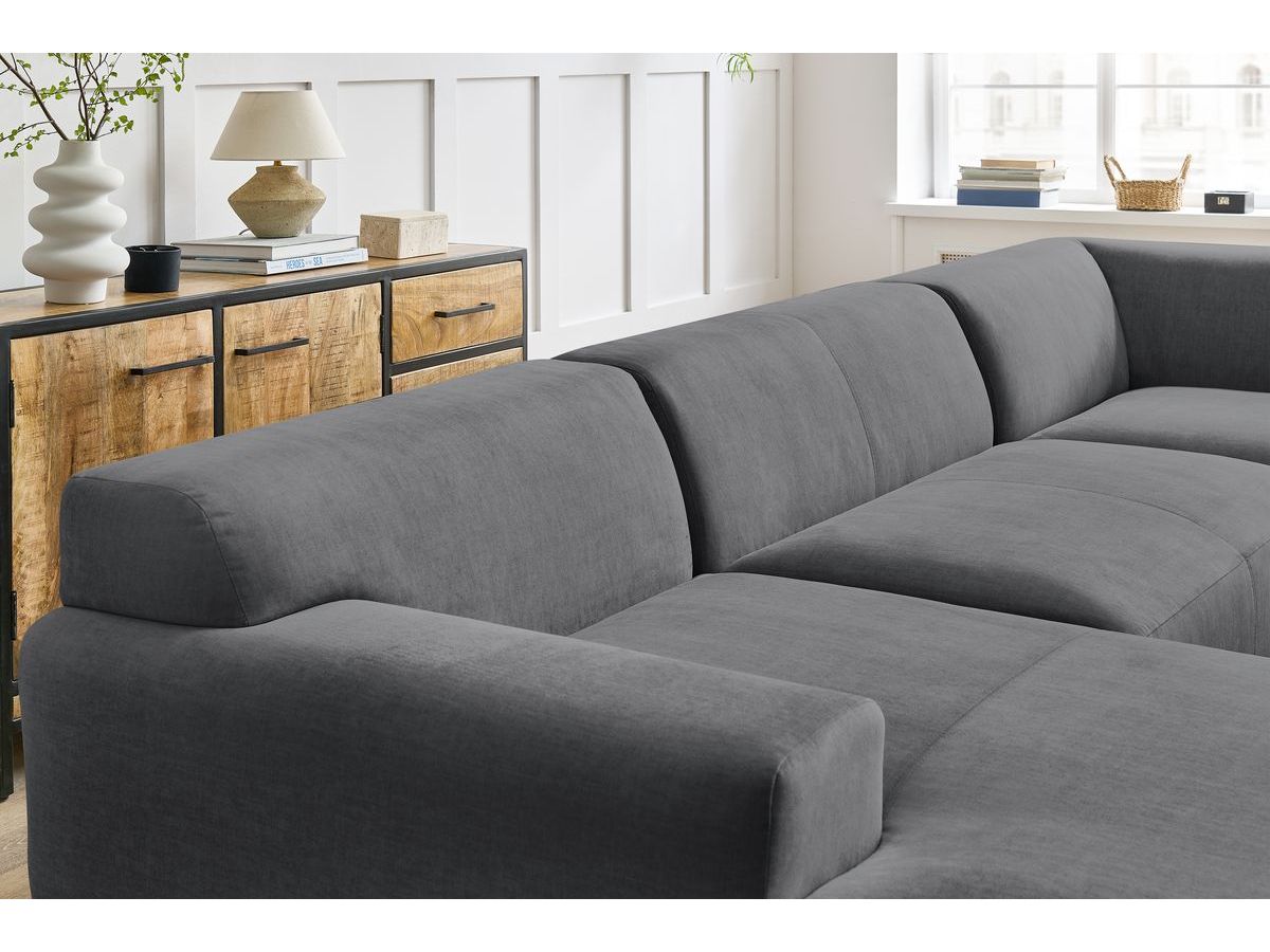 Bobochic Lavena Wohnlandschaft 359 × 220 cm Samt Dunkelgrau Ecke links