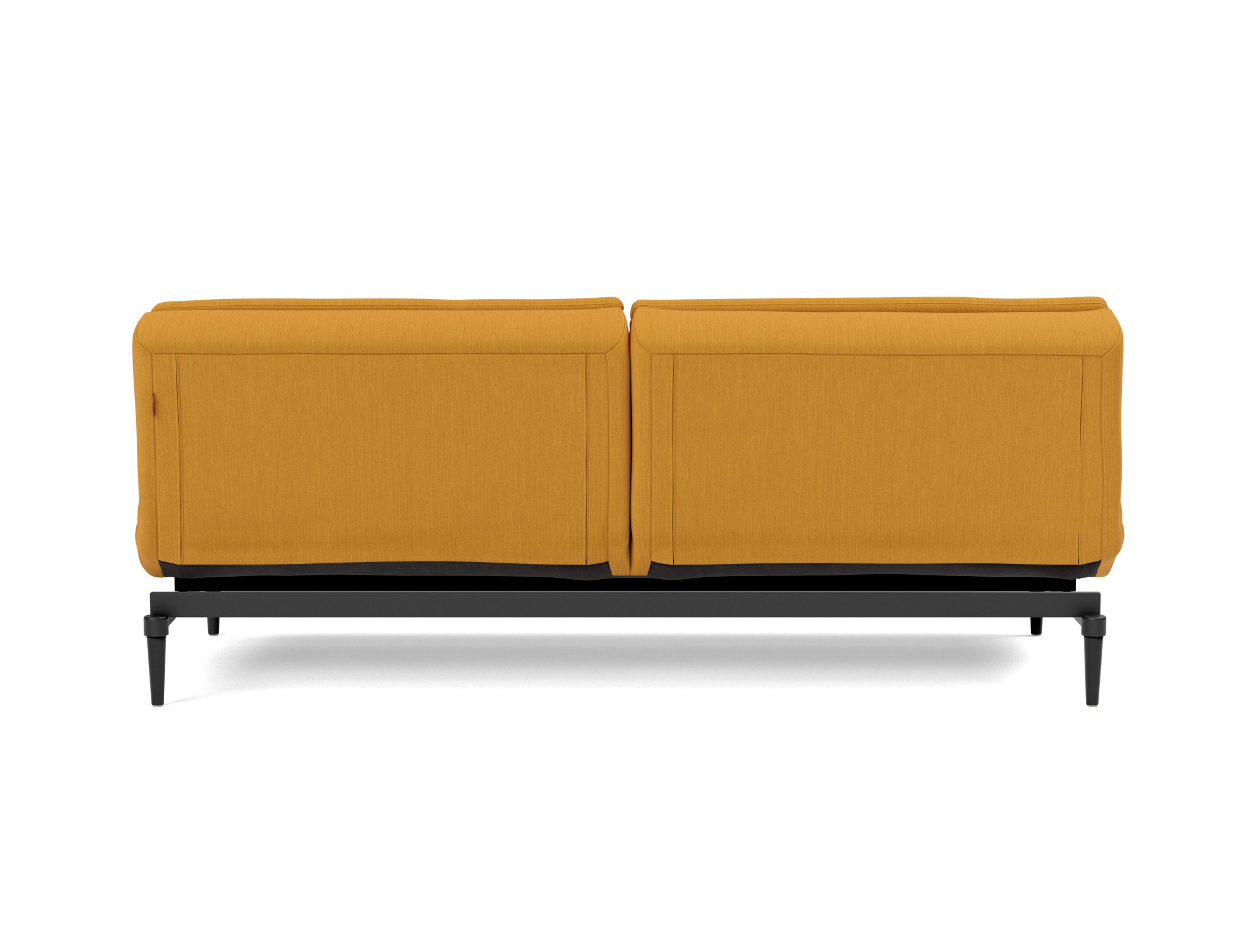 Schlafsofa Dublexo Flachgewebe Elegance 507-Burned-Curry Beine Styletto Eiche schwarz