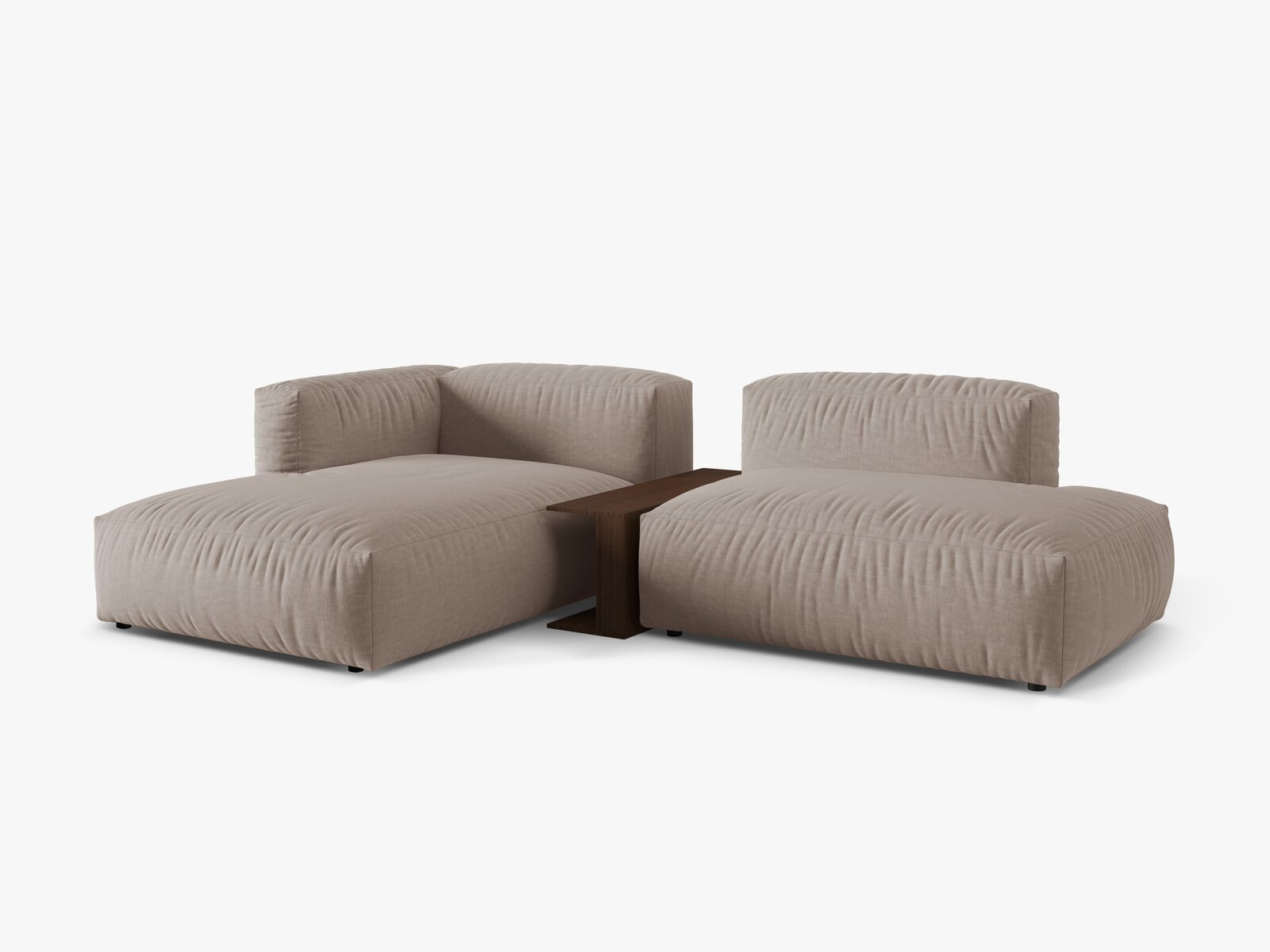 Micadoni Ecksofa Martina 2-Sitzer mit Couchtisch Links Strukturierter Stoff Dunkelbeige