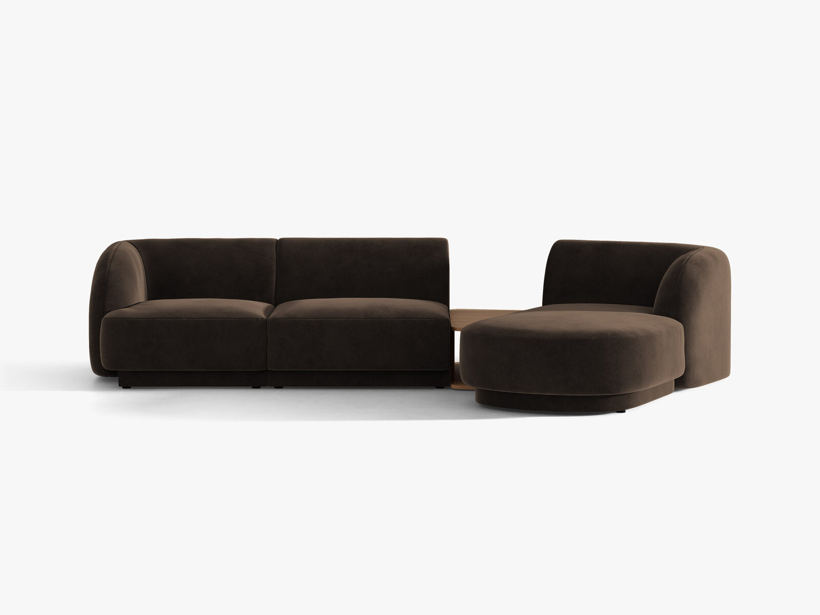 Micadoni Modulares Sofa Miley mit Recamiere 3-Sitzer Rechts Samt Bluvel Dunkelbraun