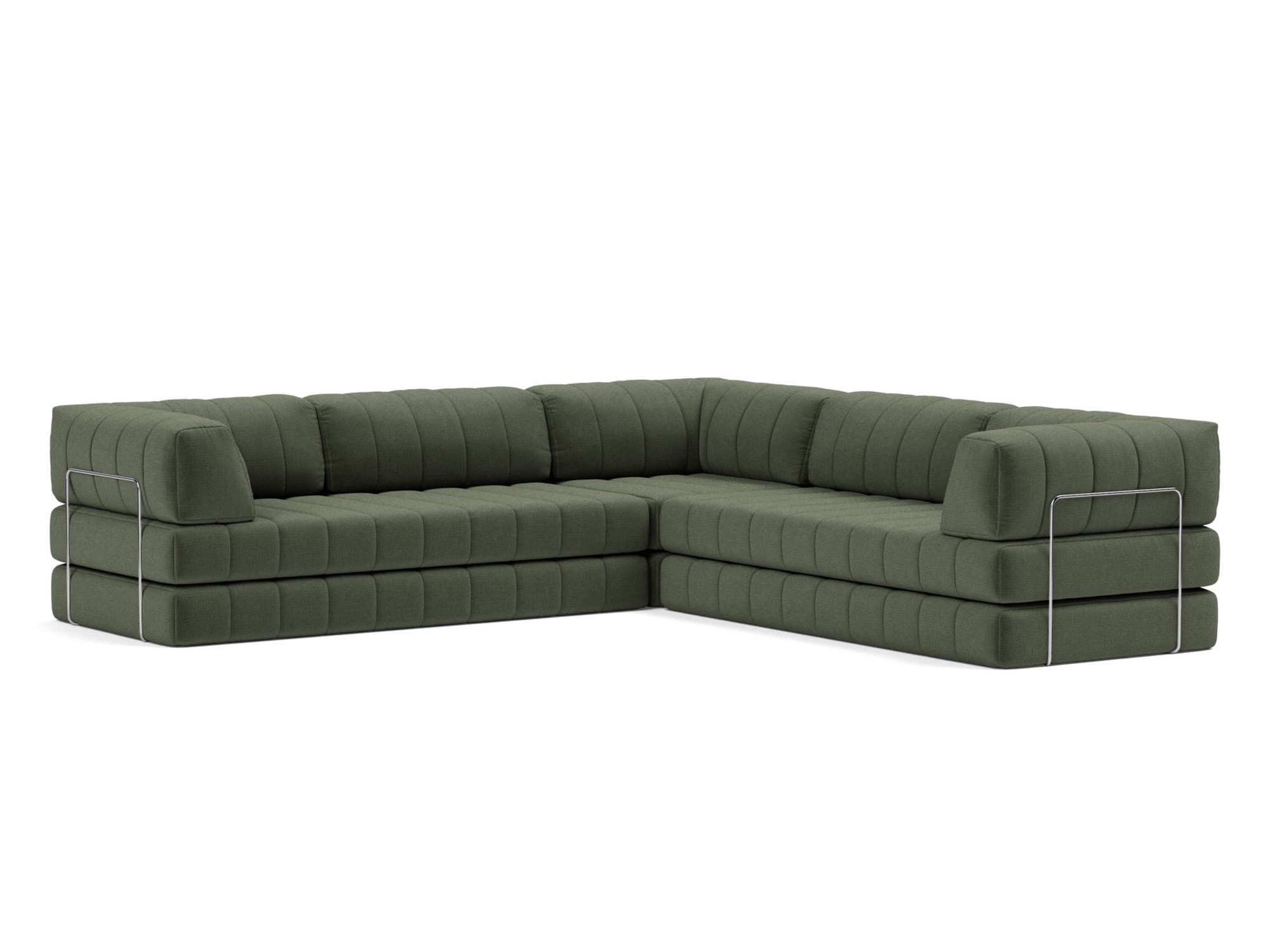 Eck-Schlafsofa CozyPad mit Armlehnen Chenille Esina 413-Olive-Green