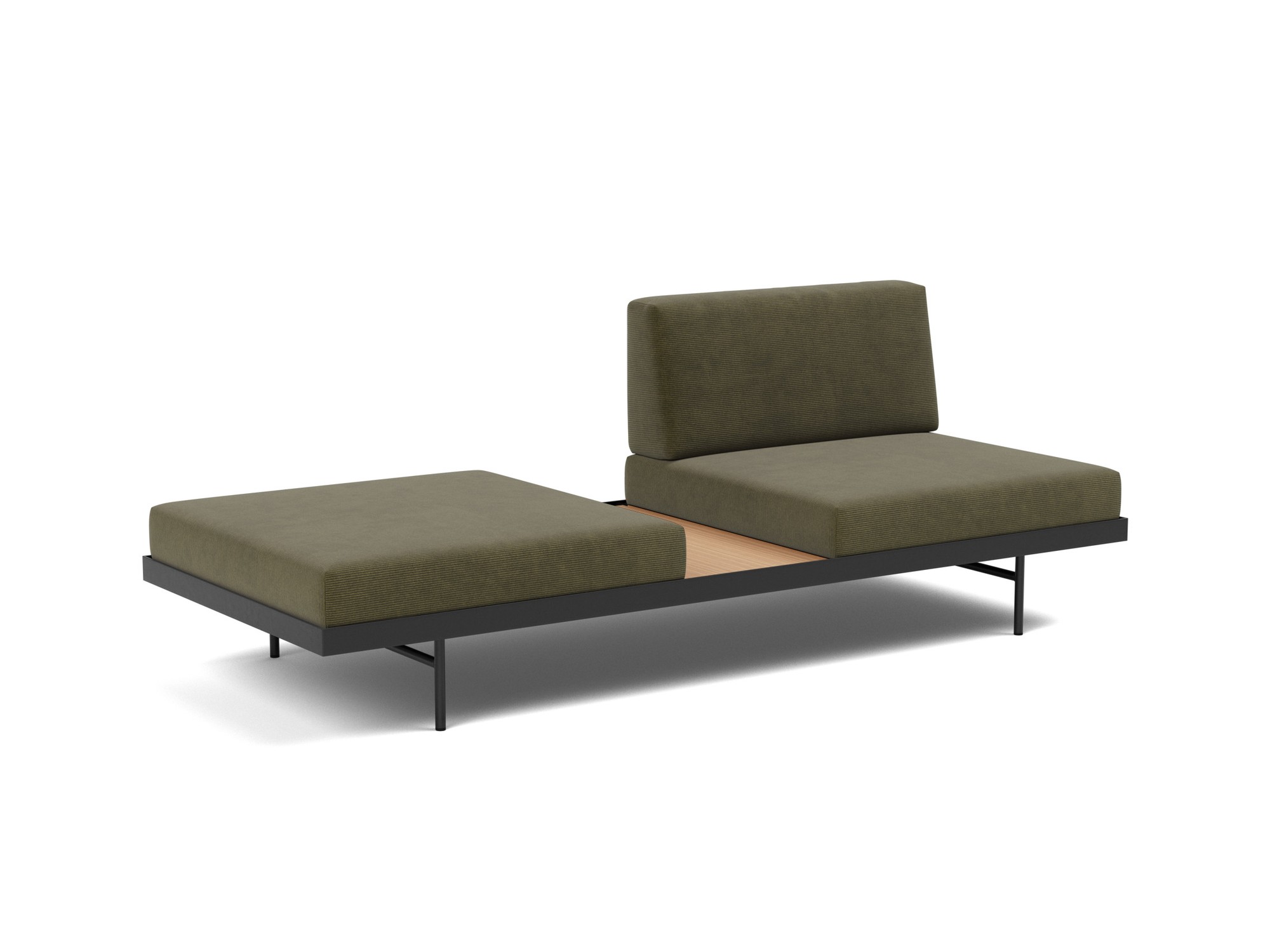 Tagesbett Puri Kord Cordufine 316-Pine-Green Beine mit Eichentisch