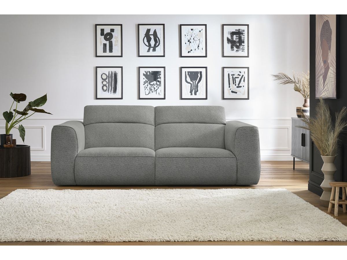 Bobochic William Sofa 3-Sitzer Melange-Stoff Hellgrau