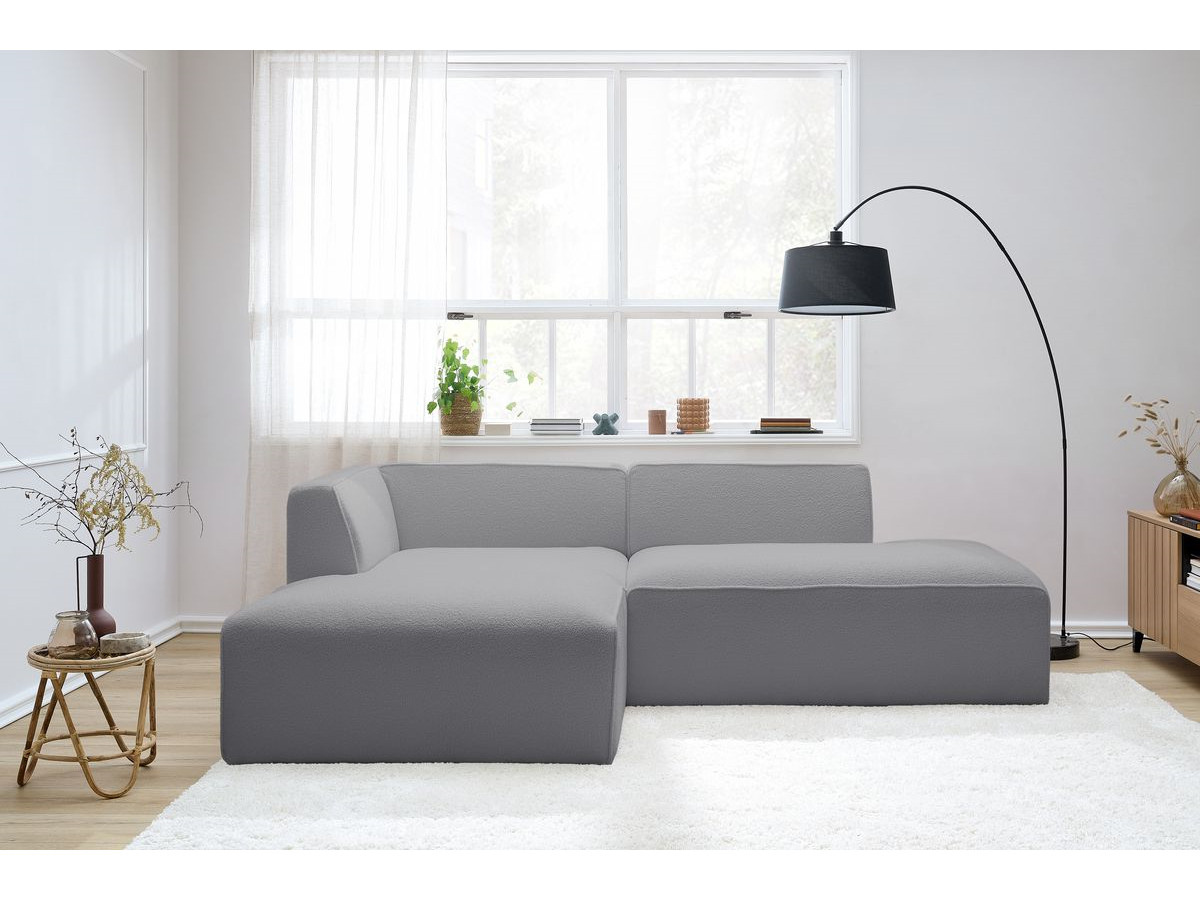 Bobochic Megeve Ecksofa Bouclé-Stoff Hellgrau Ecke links