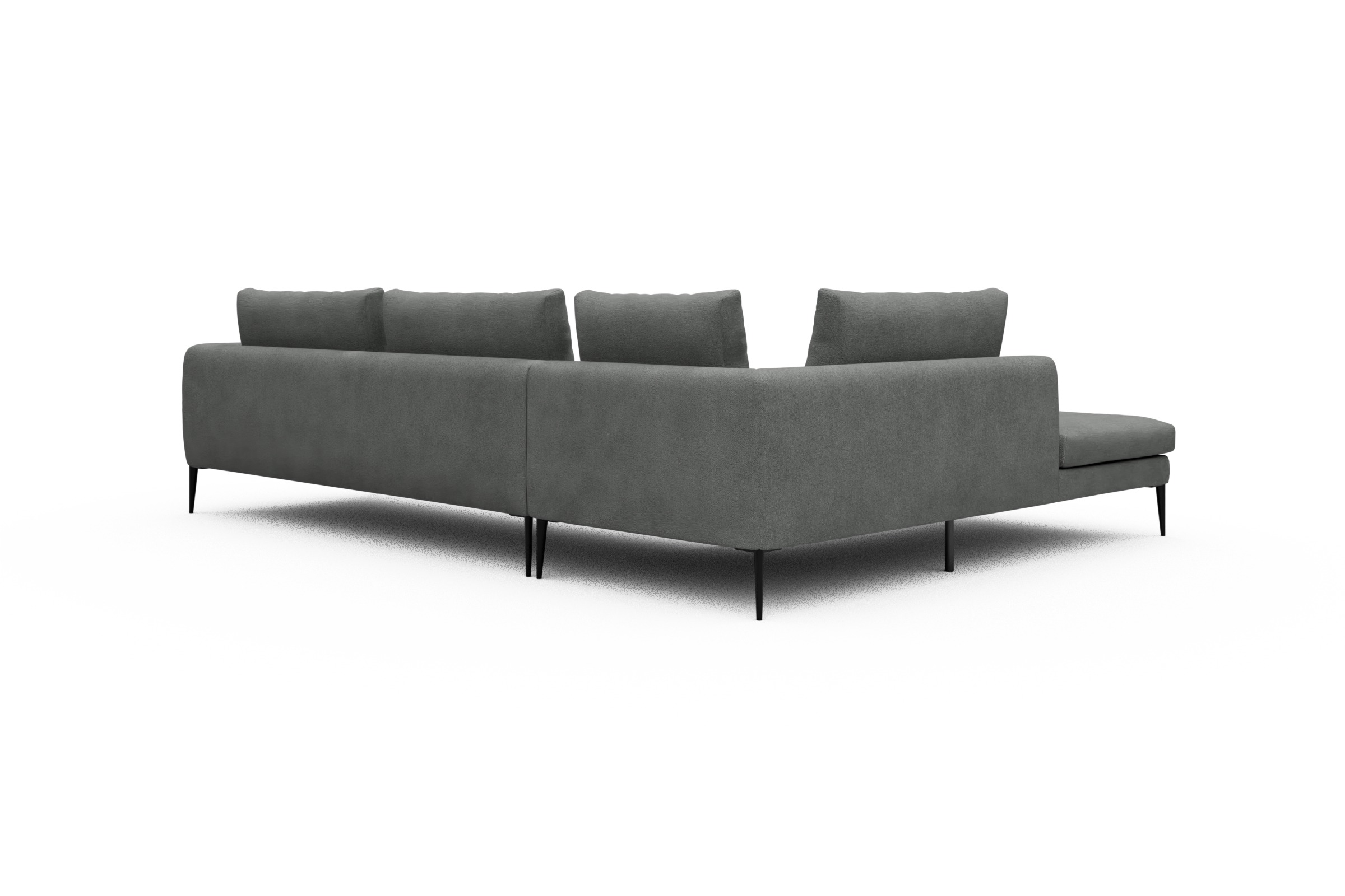 Ecksofa Paul Relax-Ecke rechts mit 3-Sitzer Boucle-Ash-Grey