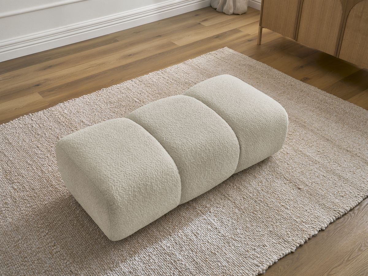 Bobochic Pamira Pouf Bouclé-Stoff Beige