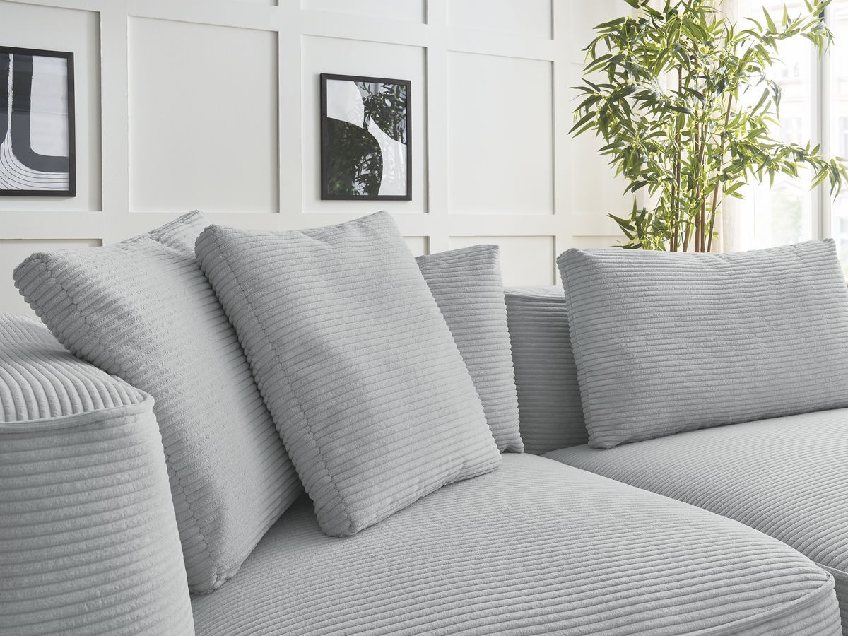 Bobochic Leopold Sofa 3-Sitzer Cordsamt Hellgrau Armlehne links