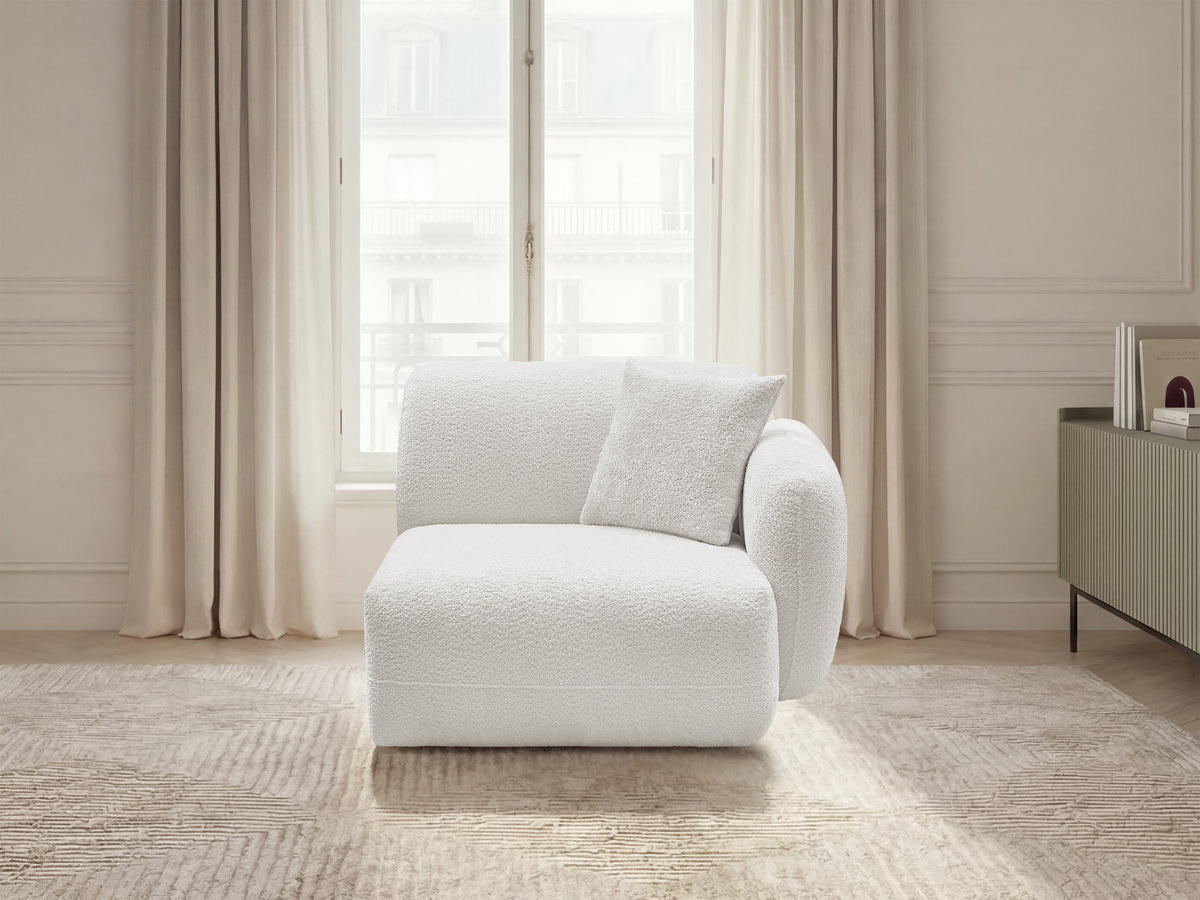 Bobochic Anda Sofamodul 1-Sitzer 104 × 103 cm Chenille Weiß Ecke rechts