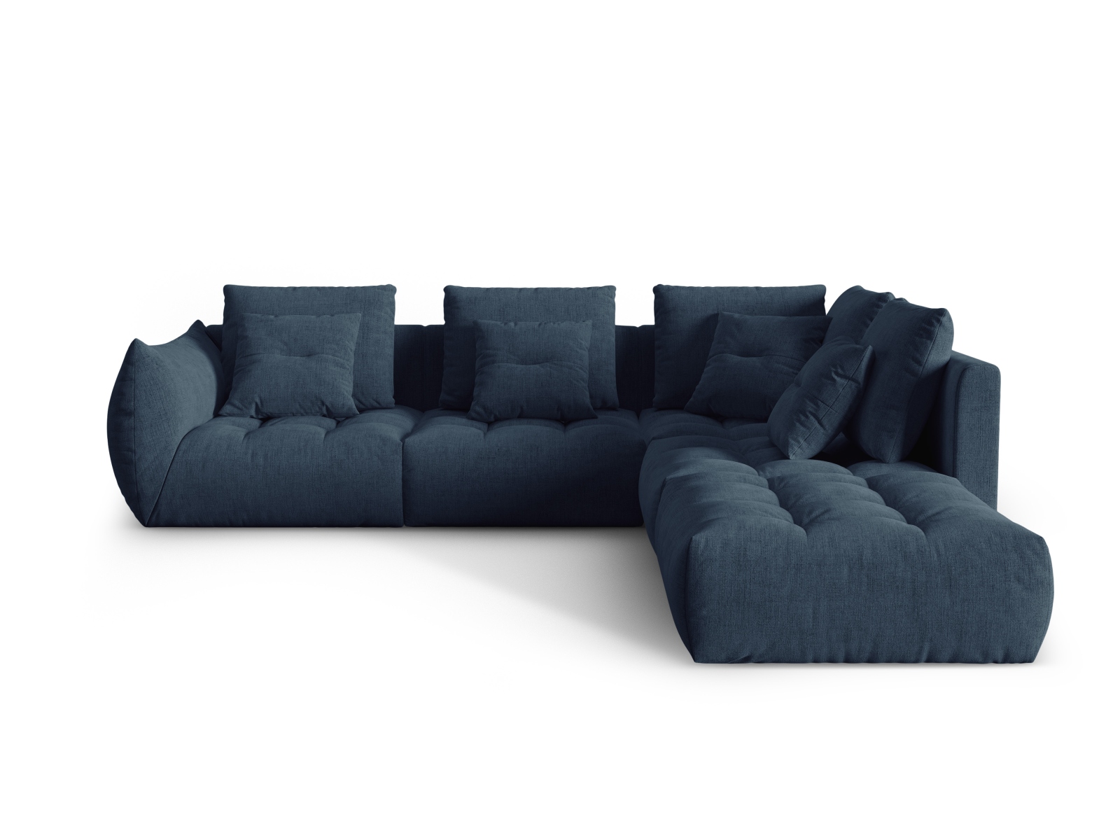 Micadoni Ecksofa Bloom 5-Sitzer Rechts Strukturierter Stoff Dunkelblau
