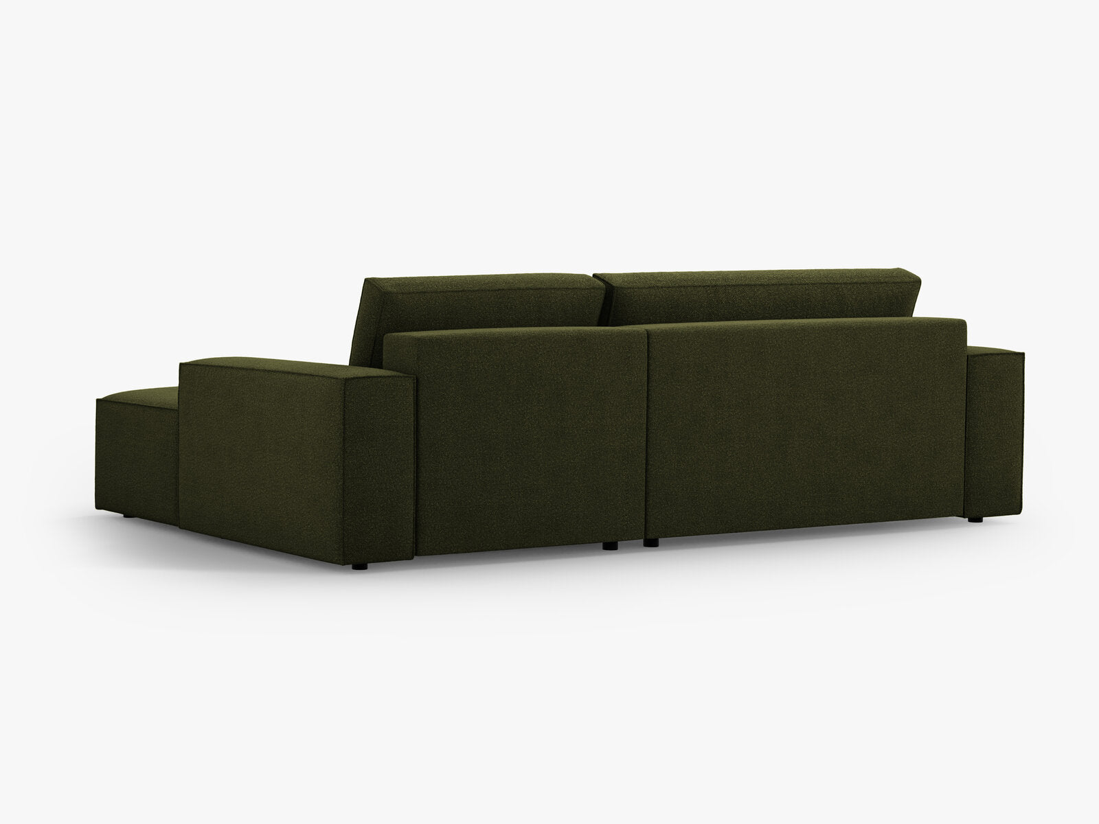 Micadoni Schlaf-Ecksofa Jodie 3-Sitzer Rechts Boucle Dunkel-Olivgrün