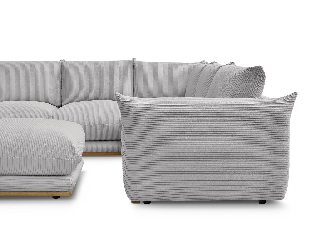 Bobochic Ernest Ecksofa mit Pouf Cordsamt Hellgrau
