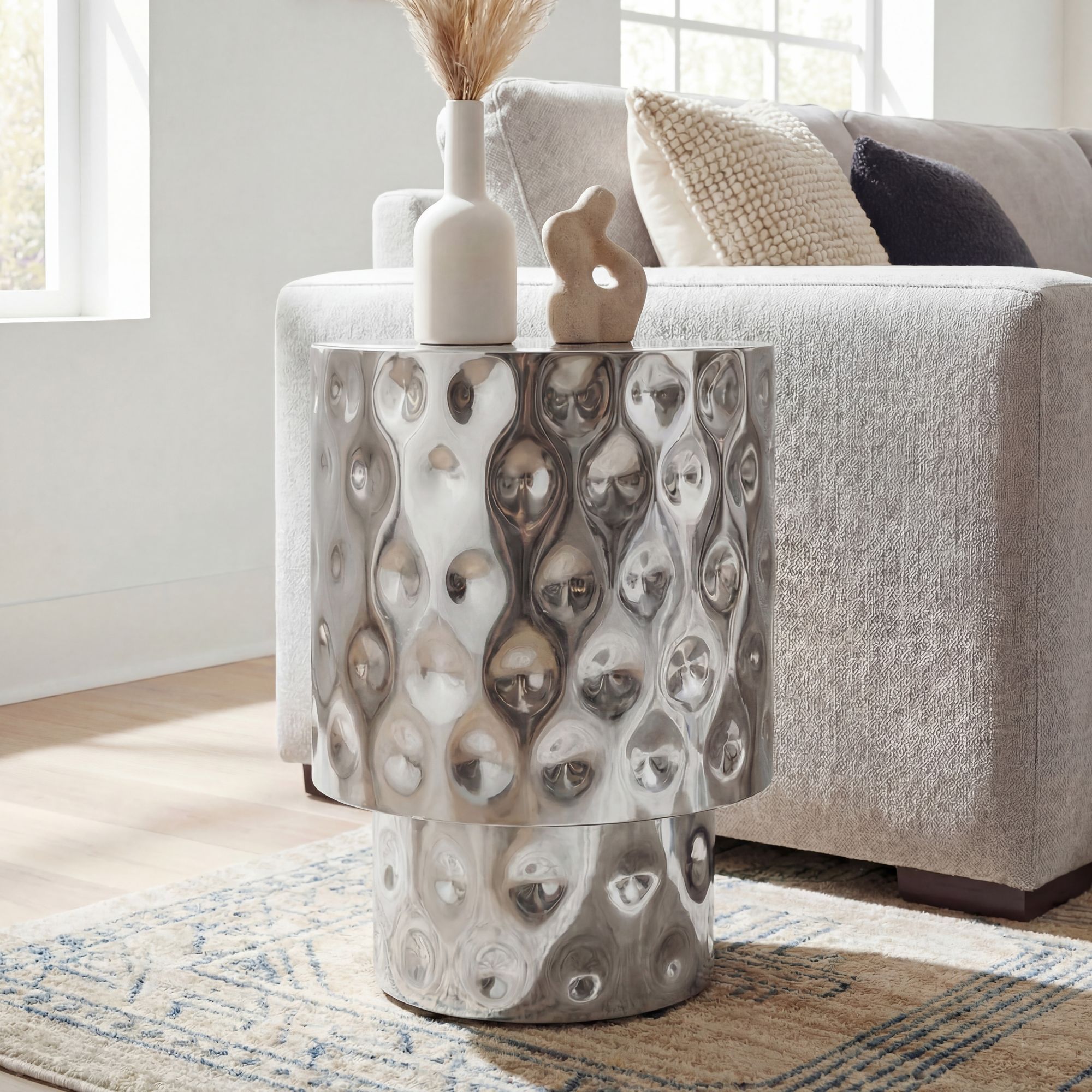 Beistelltisch Selje Aluminium Silber Höhe 50 cm