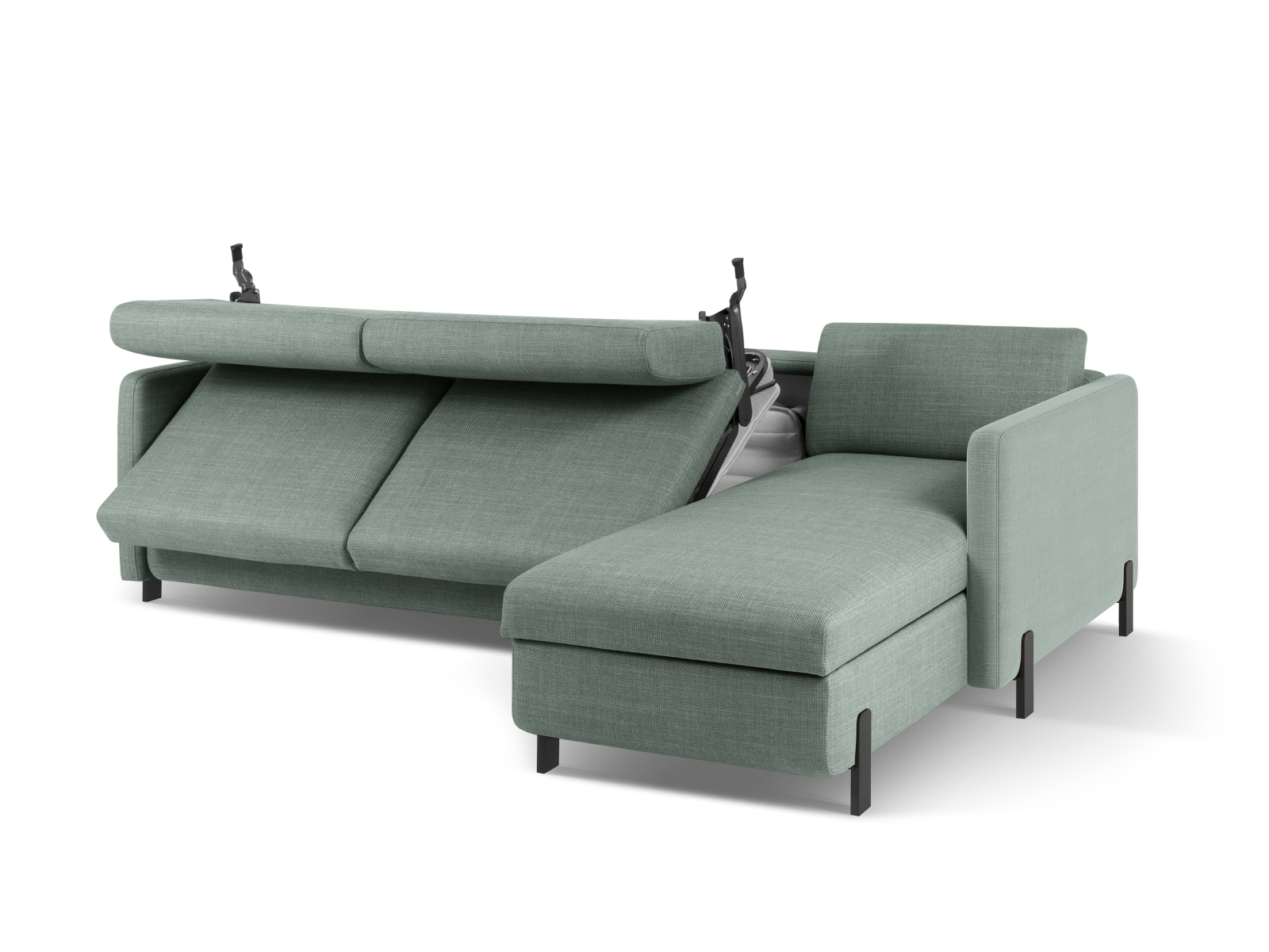Micadoni Schlaf-Ecksofa Gloria 4-Sitzer Rechts Strukturierter Stoff Minze 205x140