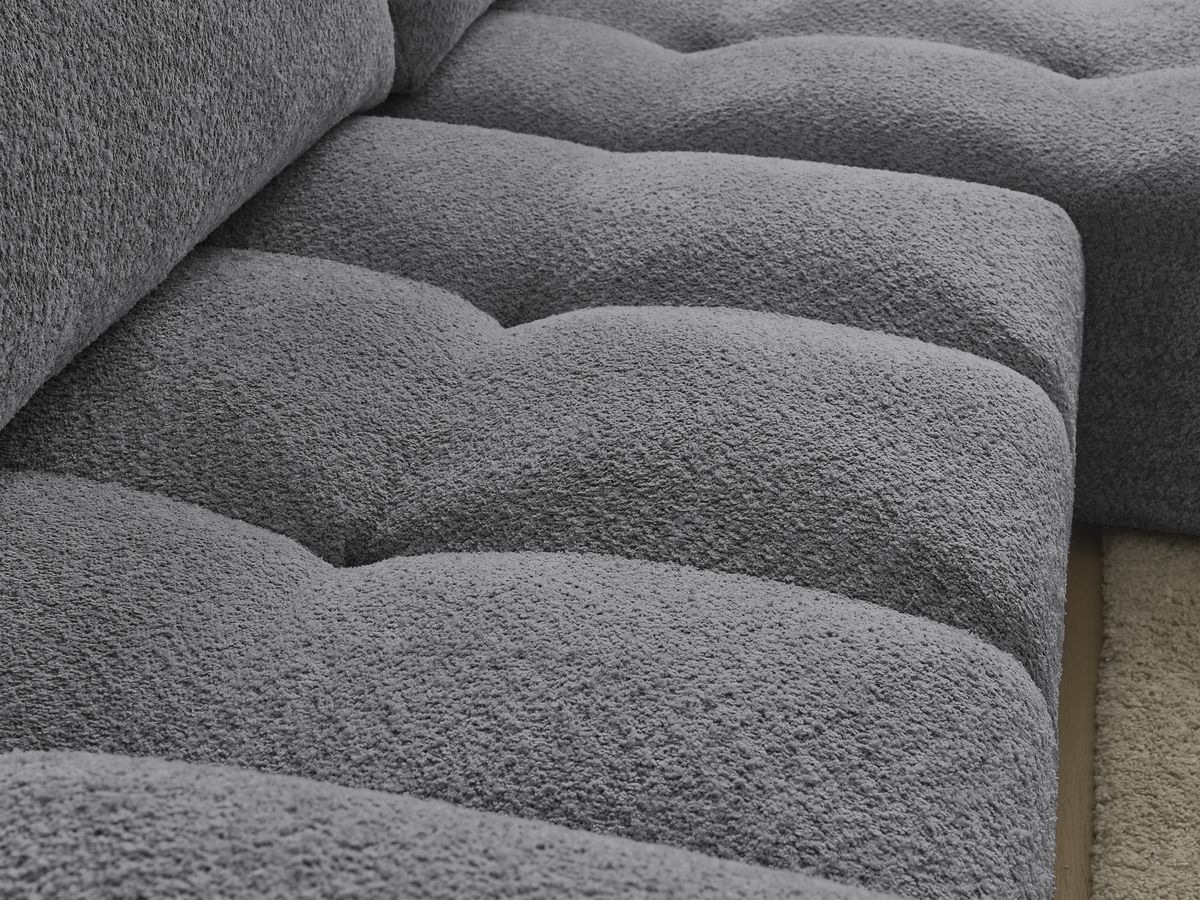 Bobochic Anakin Ecksofa, 2 Kissen Bouclé-Stoff Dunkelgrau