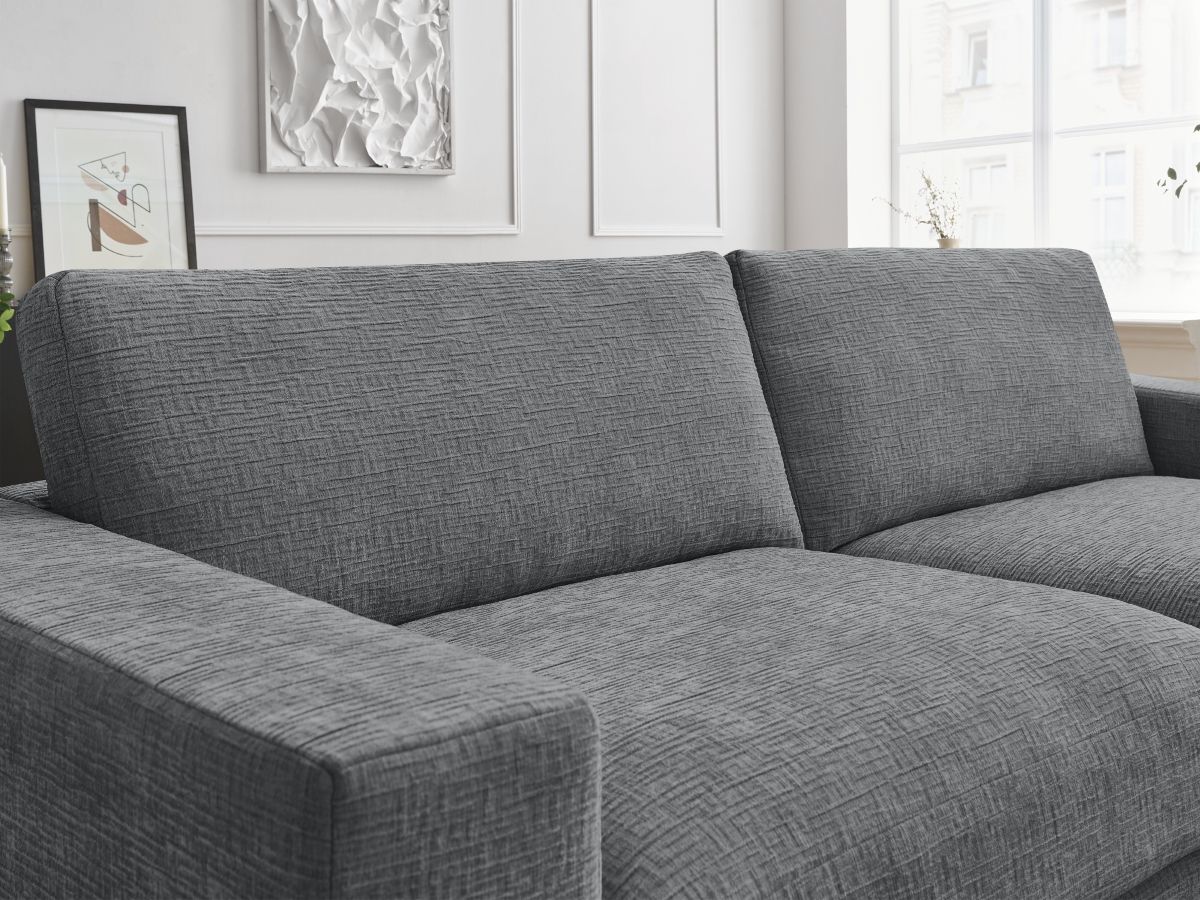 Bobochic Leonard Ecksofa 234 × 159 cm Strukturstoff Dunkelgrau Ecke rechts