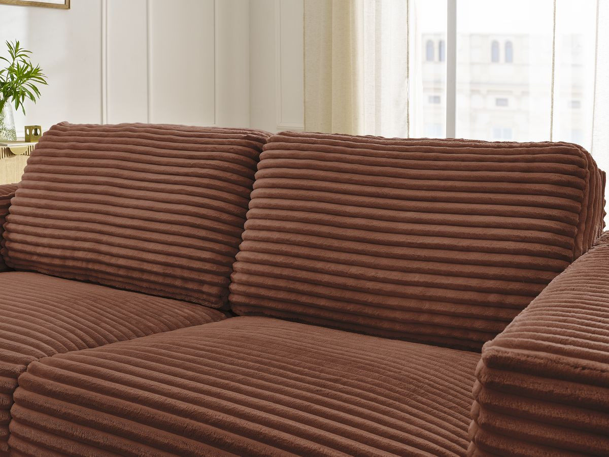 Bobochic Hugo Schlafsofa 3-Sitzer Cordsamt Orange, Liegefläche 140 × 190 cm