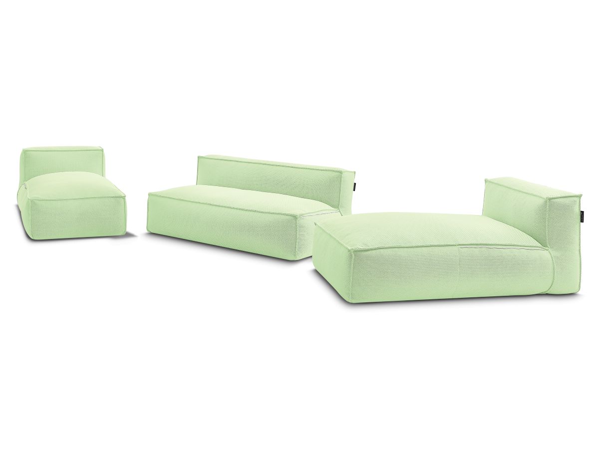 Bobochic Biarritz Gartensofa 4-Sitzer Melange-Stoff Grün