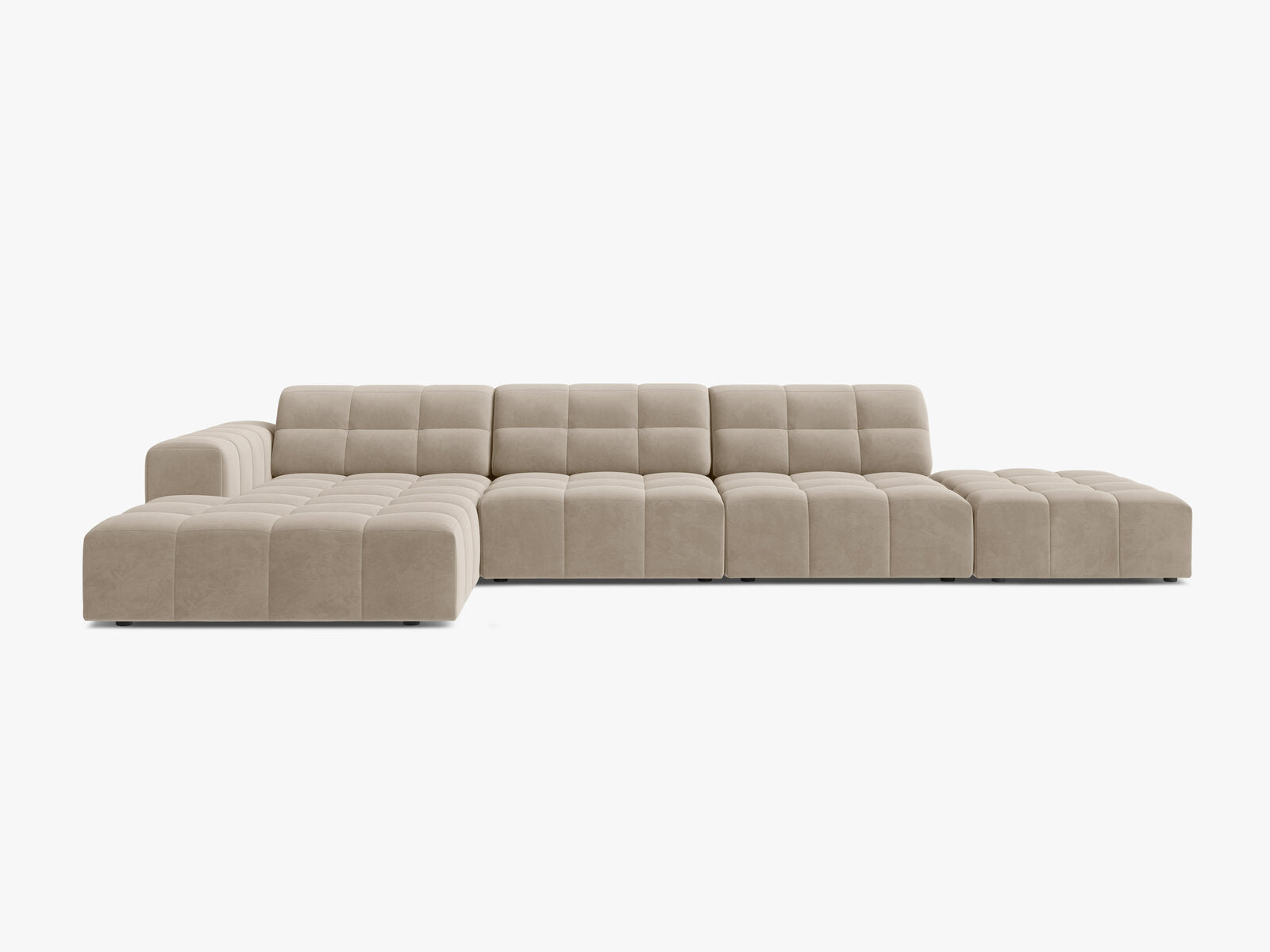 Micadoni Ecksofa Jennifer 5-Sitzer Links Samt Bluvel Dunkelbeige