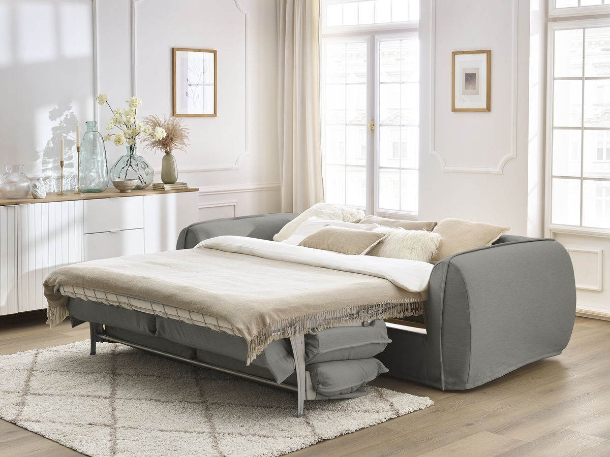 Bobochic Archimede Schlafsofa 3-Sitzer Stoff Dunkelgrau, Liegefläche 160 × 194 cm