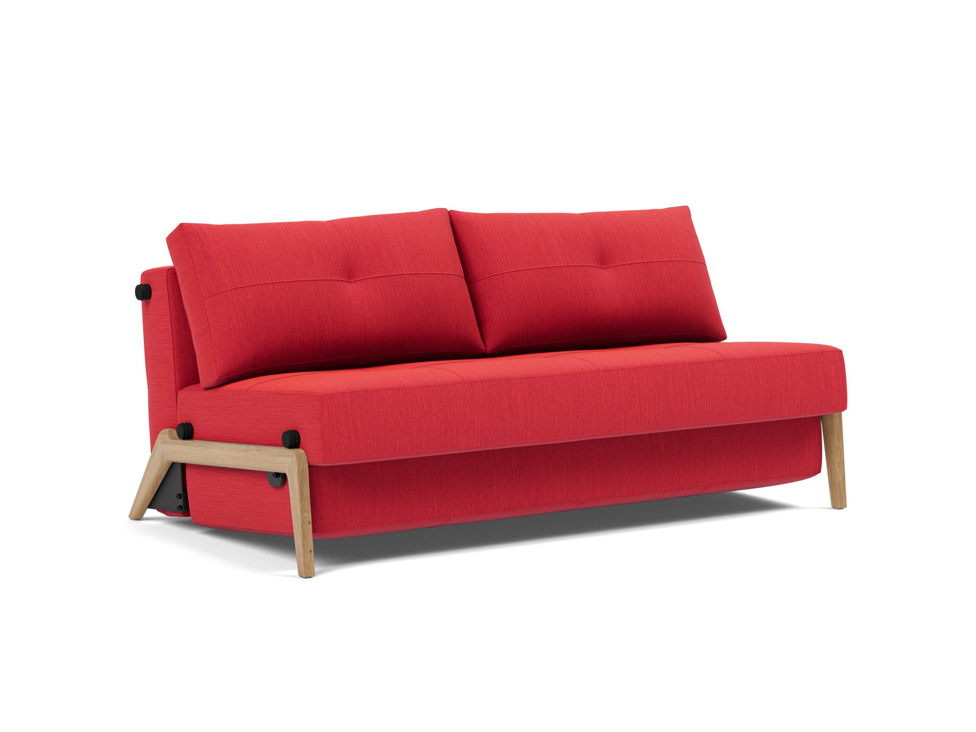 Schlafsofa Cubed 160 Flachgewebe Elegance 511-Red Beine Eiche