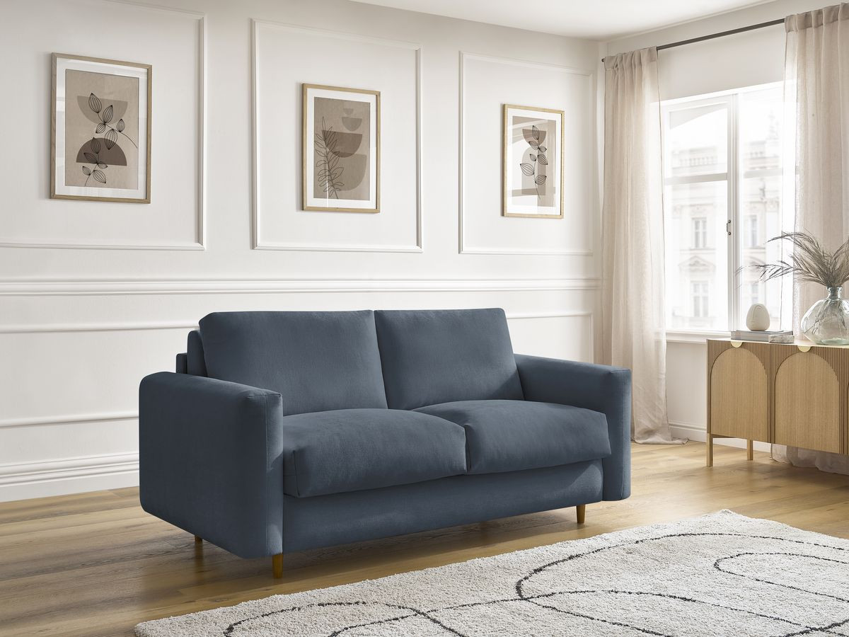 Bobochic Cocoone Schlafsofa 3-Sitzer Stoff Dunkelblau, Liegefläche 140 × 200 cm