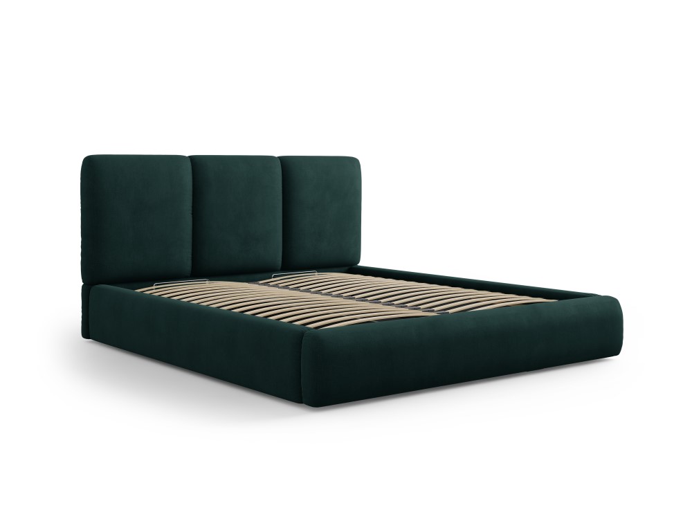 Cosmopolitan Design Stauraumbett mit Kopfteil Nicolas 140x200 Chenille Rebel Flaschengrün