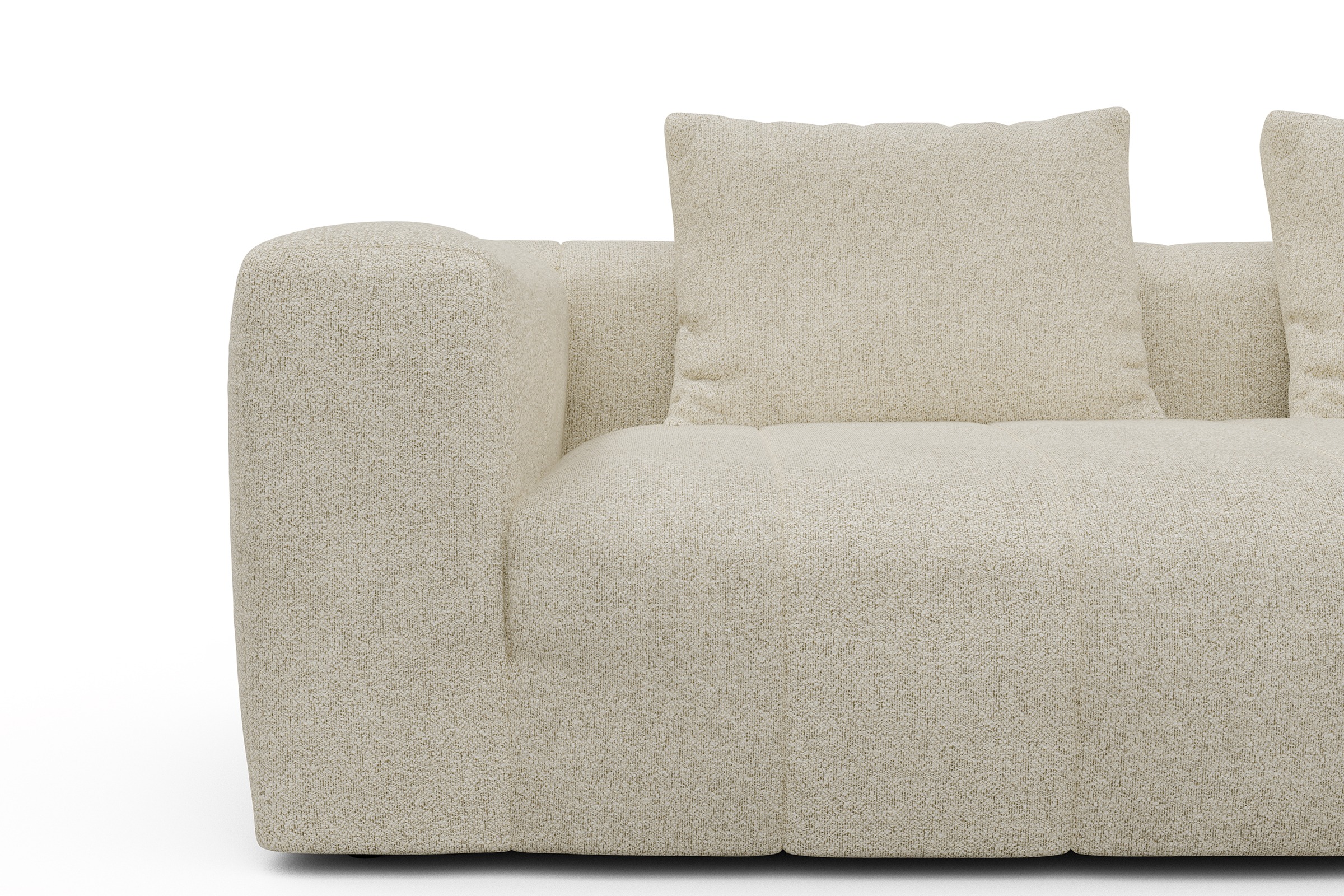 Ecksofa Hugo 2,5-Sitzer Armlehne links mit Chaiselongue Boucle-Off-White