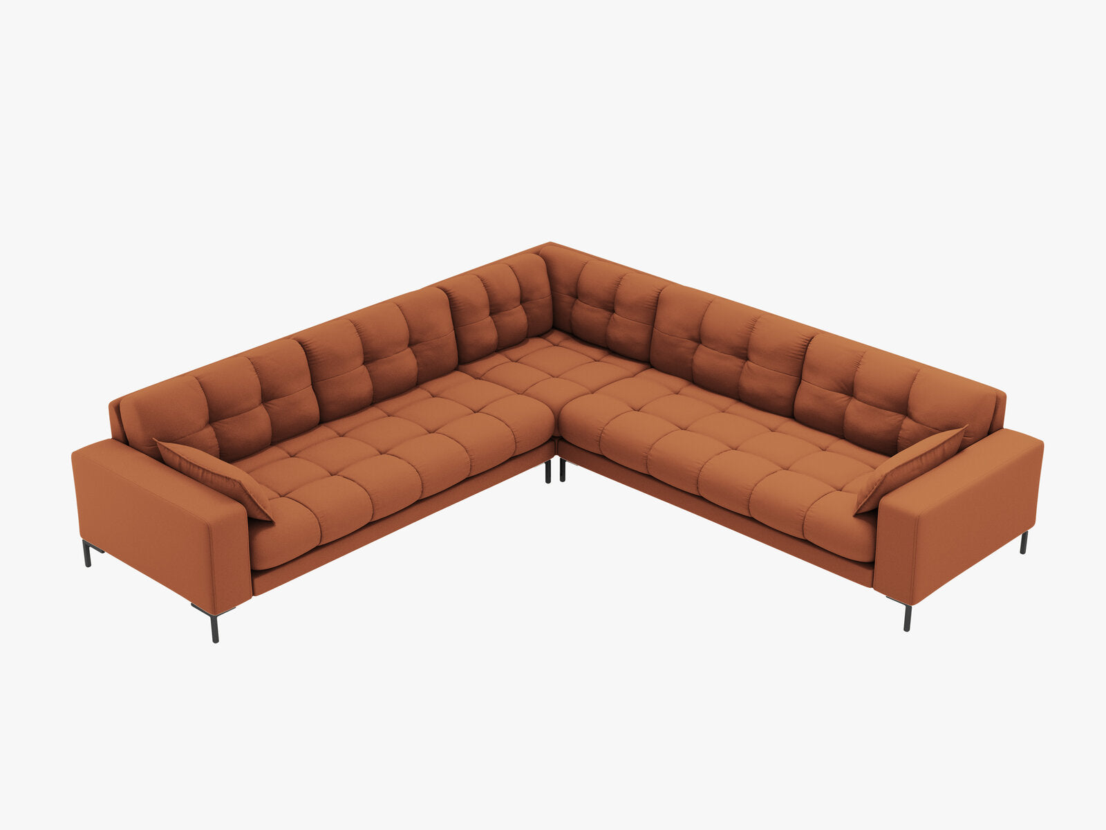Micadoni Symmetrisches Ecksofa Mamaia 6-Sitzer Strukturierter Stoff Neve Ziegel schwarze Beine
